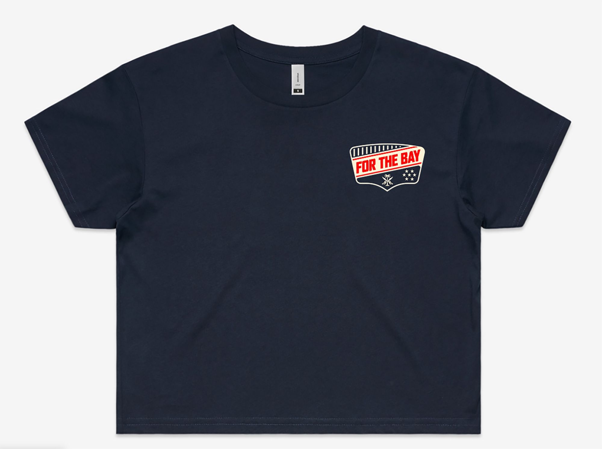 For the Bay Clothing Co. Women's Tampa Americana Navy Cropped T-Shirt