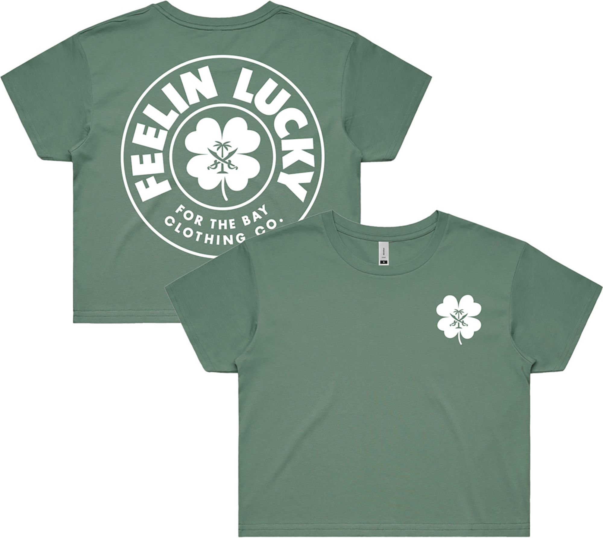 For the Bay Clothing Co. Women's  Green Lucky Cropped T-Shirt