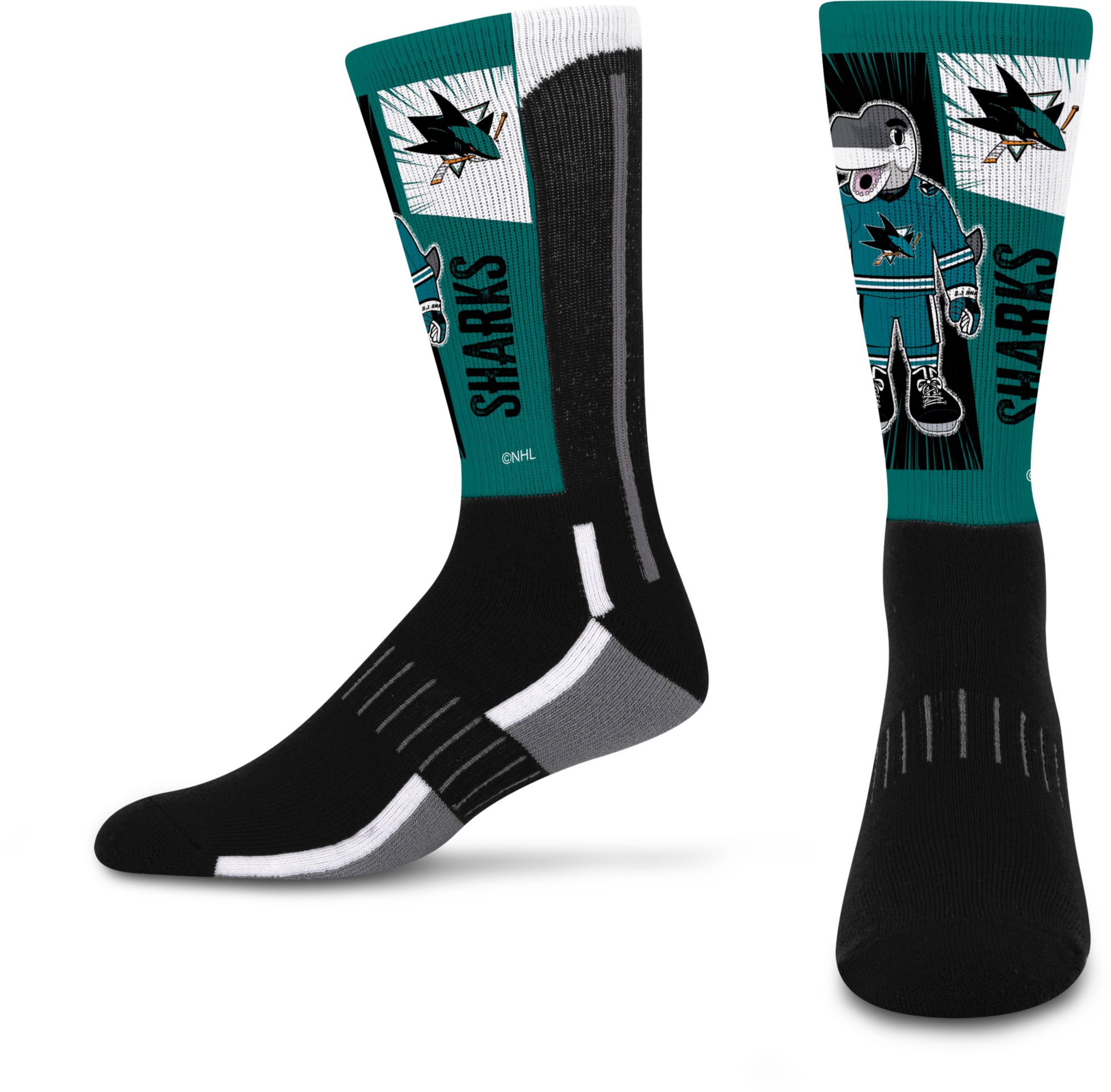 For Bare Feet Youth San Jose Sharks Mascot Deuce Crew Socks