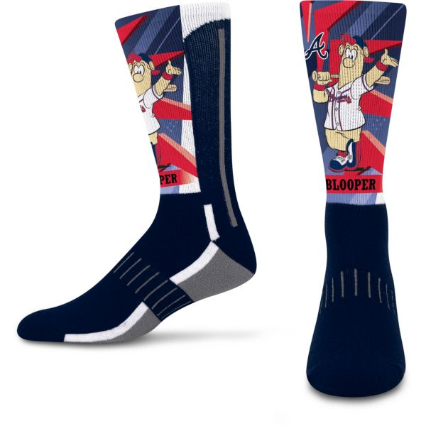 For Bare Feet Youth Atlanta Braves Multi Mascot Retro Vibes Crew Socks