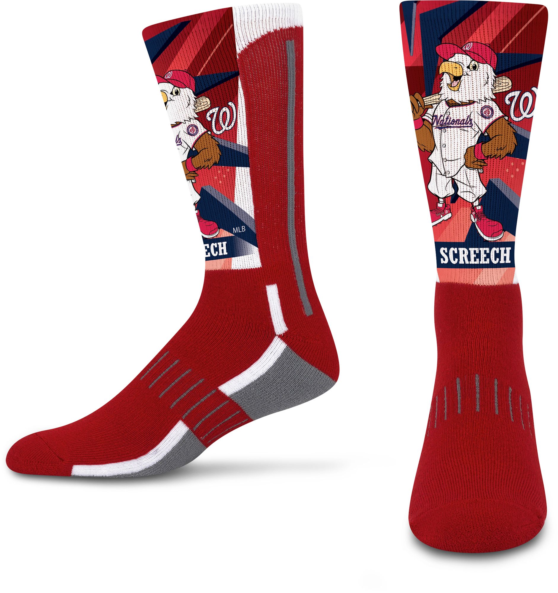 For Bare Feet Youth Washington Nationals Multi Mascot Retro Vibes Crew Sock