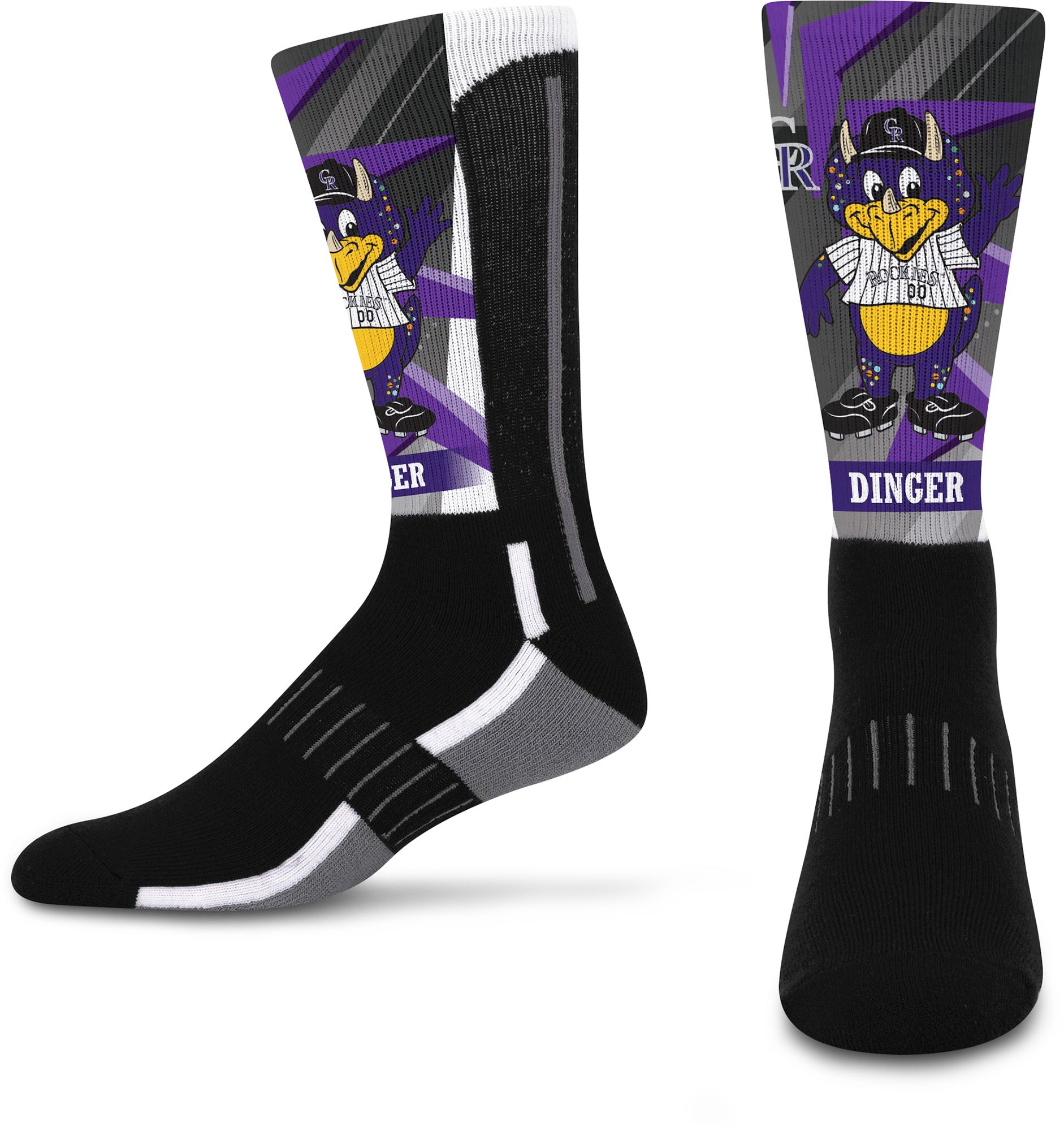For Bare Feet Youth Colorado Rockies Mascot Retro Vibes Crew Socks