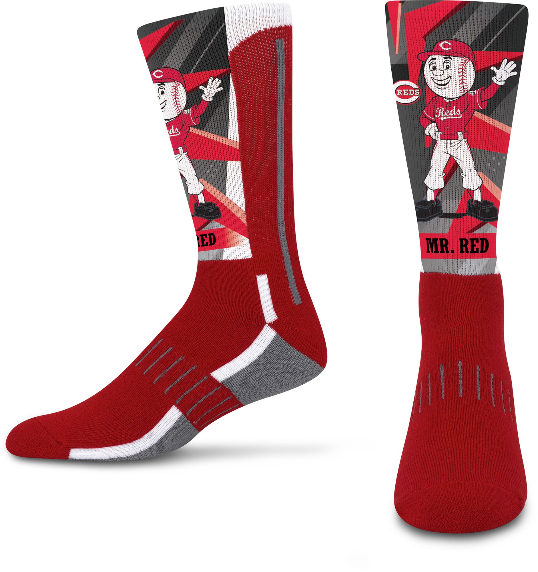 For Bare Feet Youth Cincinnati Reds Multi Mascot Retro Vibes Crew Sock