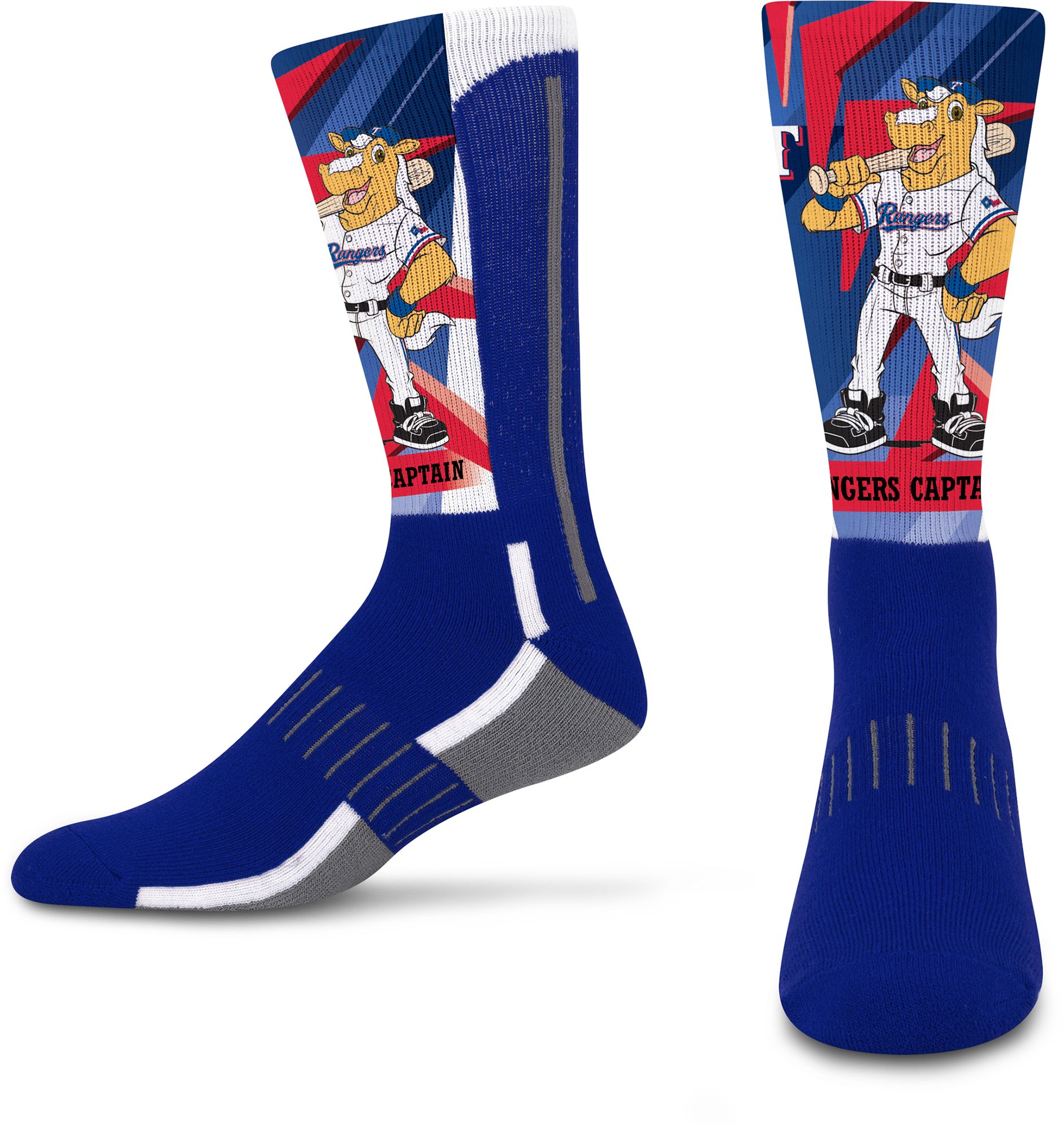 For Bare Feet Youth Texas Rangers Multi Mascot Retro Vibes Crew Socks