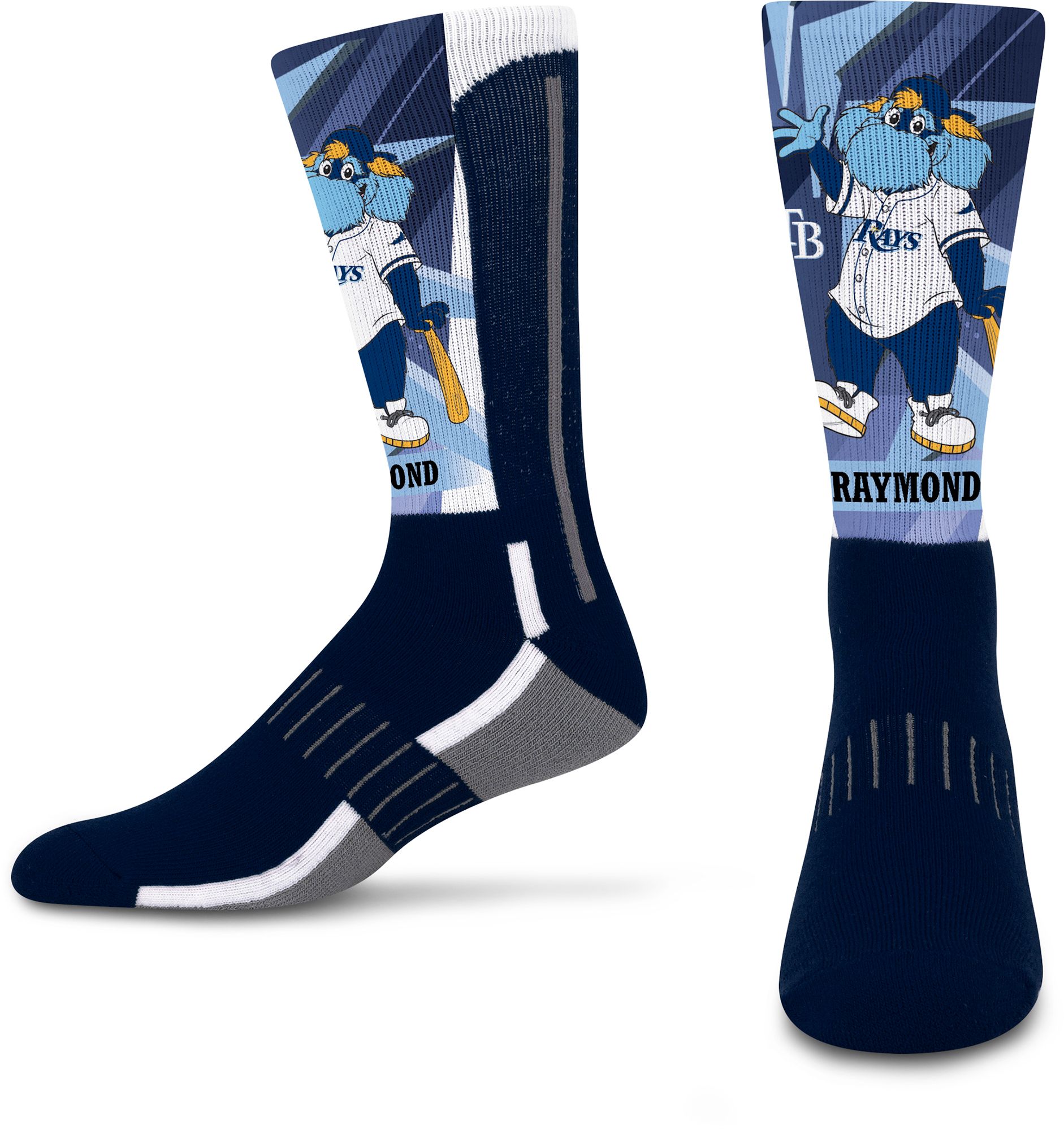 For Bare Feet Youth Tampa Bay Rays Multi Mascot Retro Vibes Crew Socks