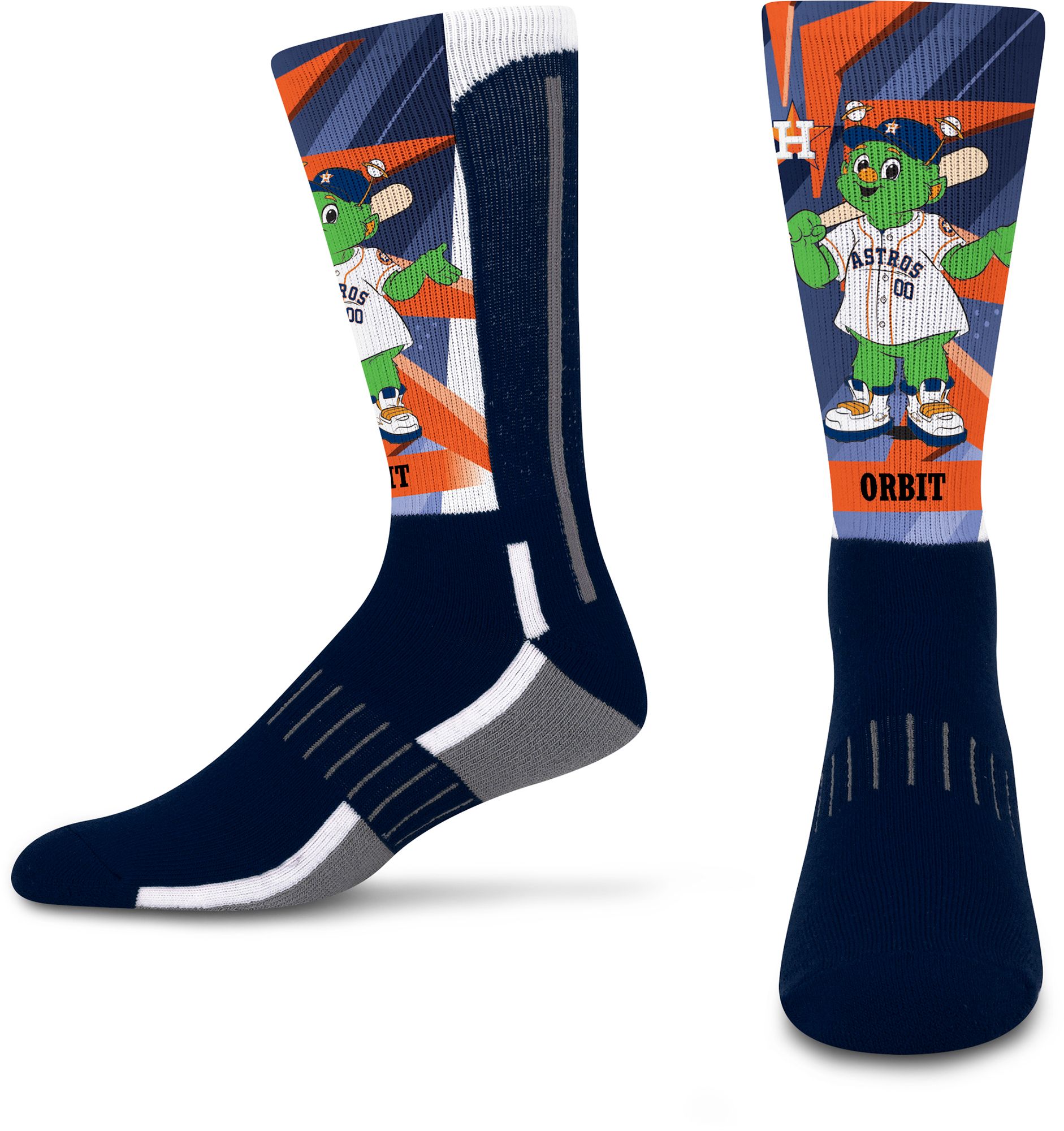 For Bare Feet Youth Houston Astros Multi Mascot Retro Vibes Crew Socks