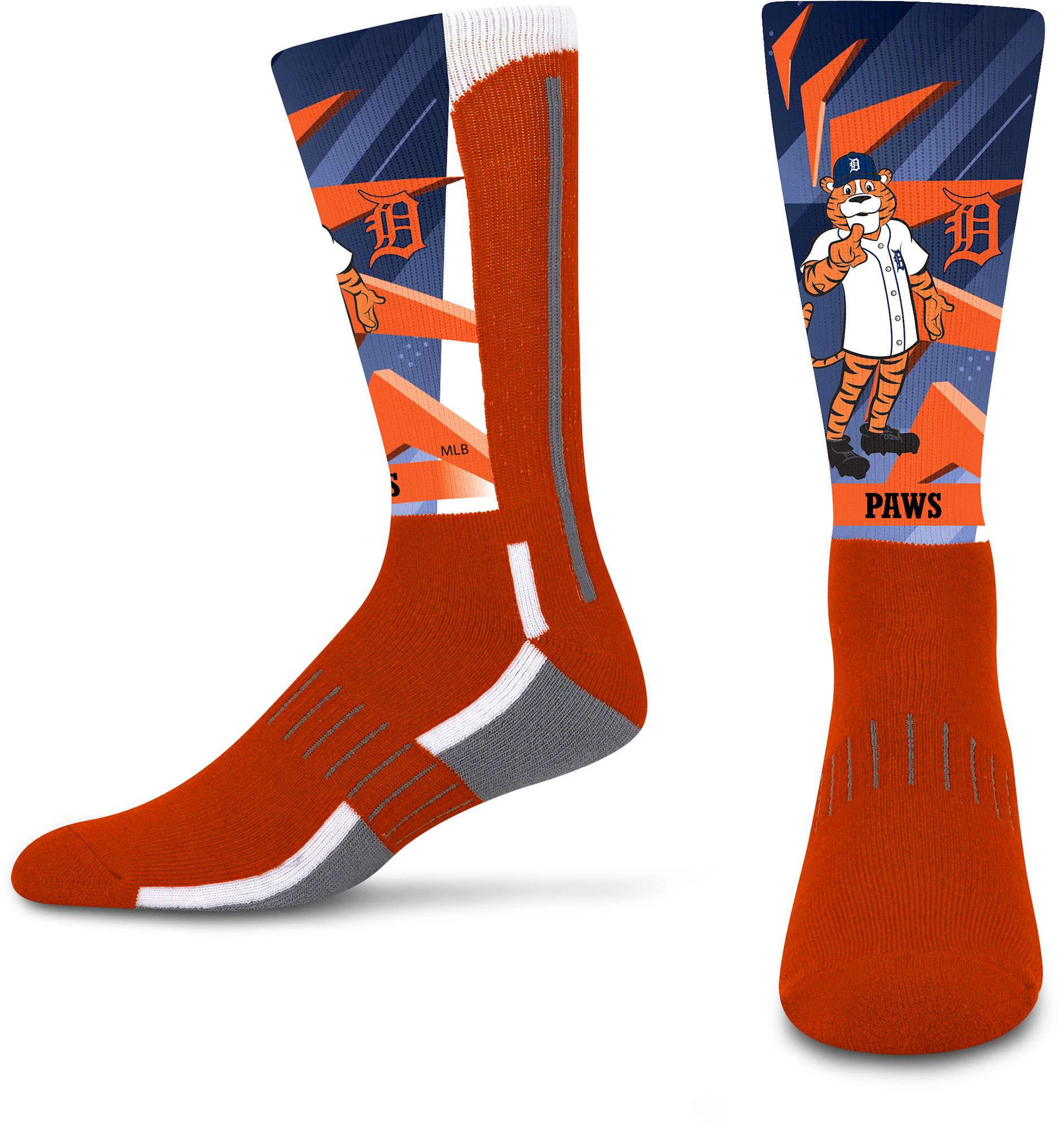For Bare Feet Youth Detroit Tigers Multi Mascot Retro Vibes Crew Sock