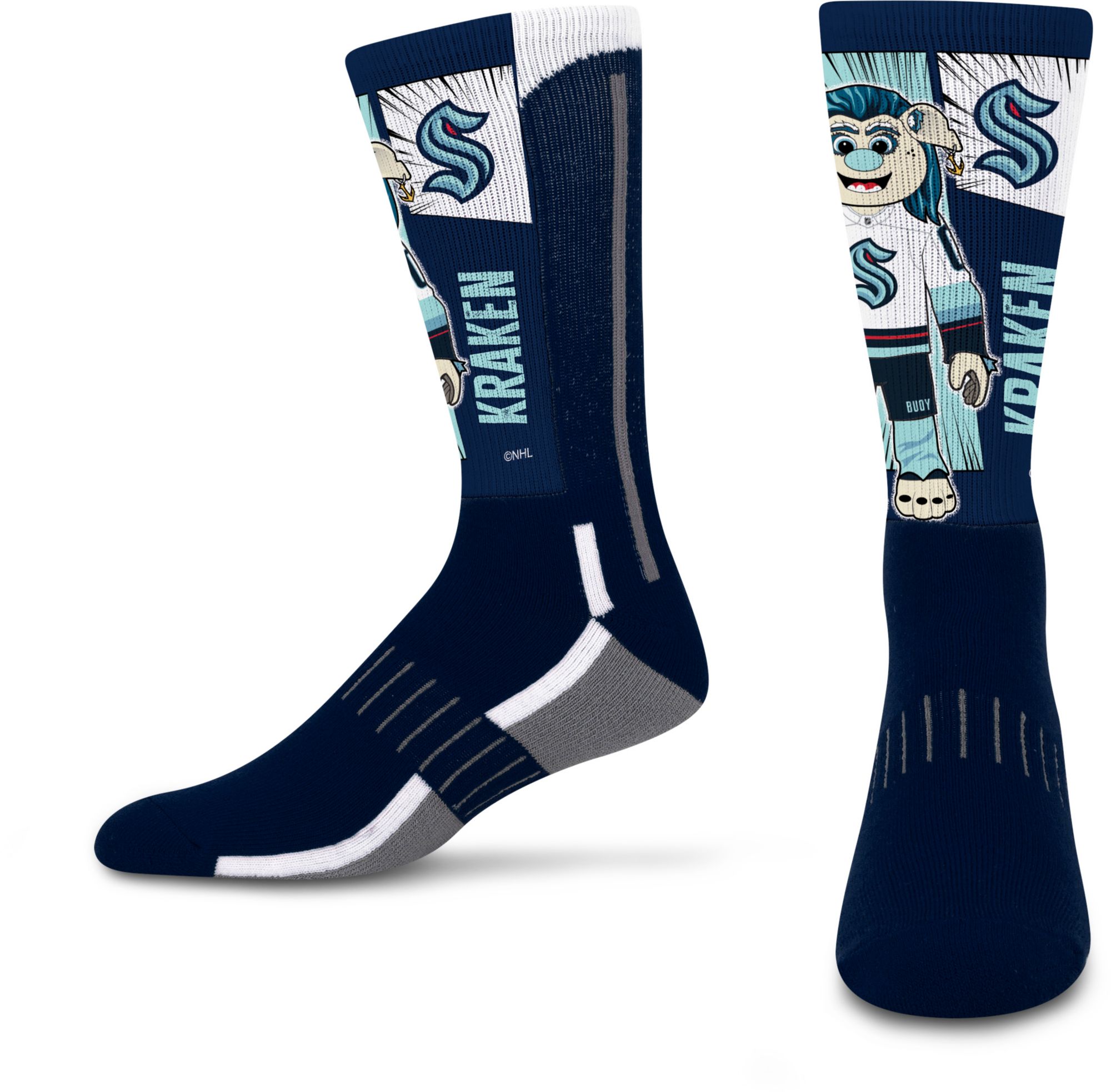 For Bare Feet Youth Seattle Kraken Deuce Mascot Socks
