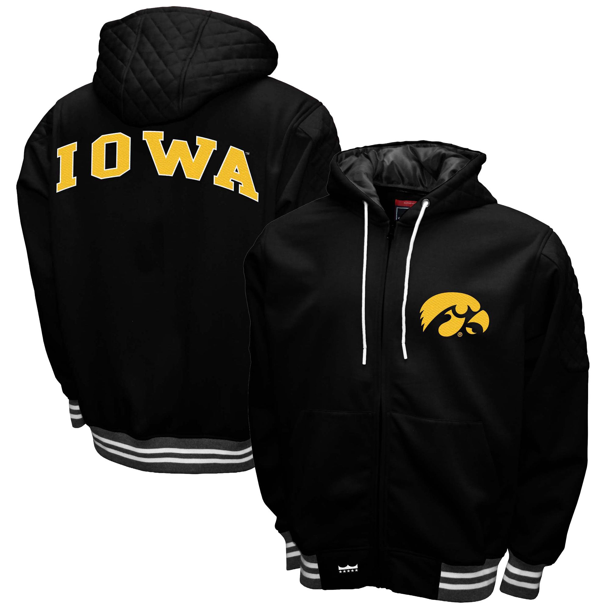 Franchise Club Men's Iowa Hawkeyes Black Grind Full-Zip Hoodie
