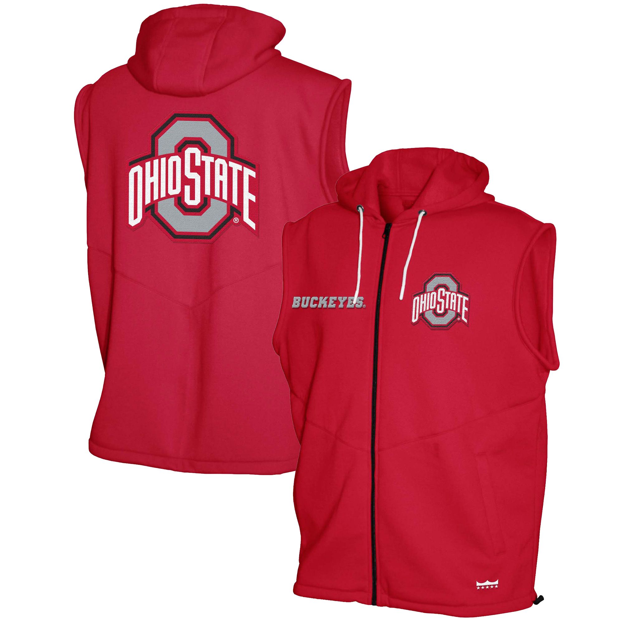 Franchise Club Men's Ohio State Buckeyes Red Gym Fleece Vest