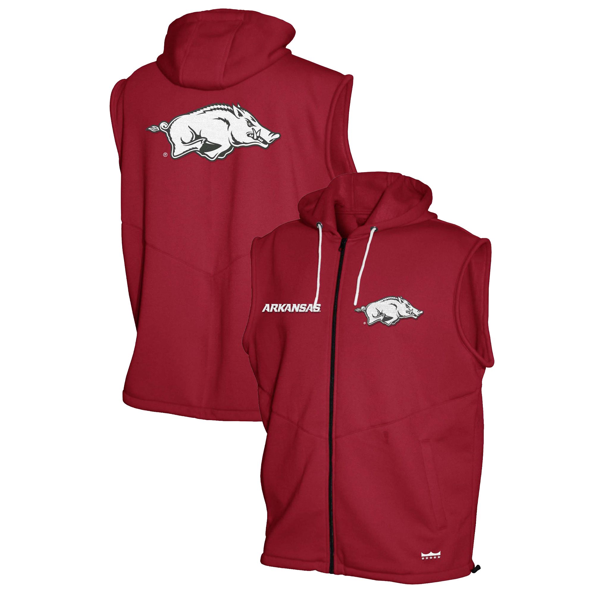 Franchise Club Men's Arkansas Razorbacks Cardinal Gym Fleece Vest