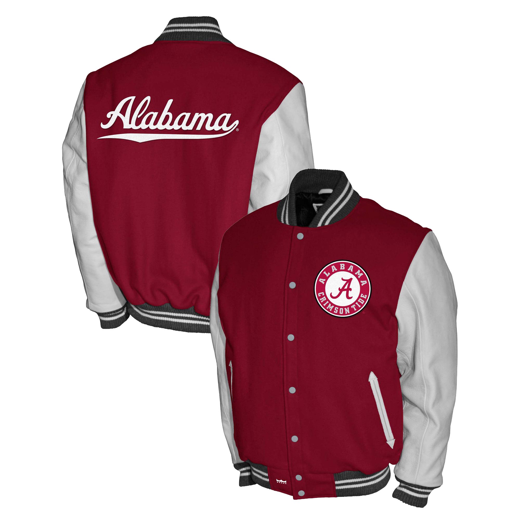 Franchise Club Men's Alabama Crimson Tide Crimson Club Fleece Varsity Jacket
