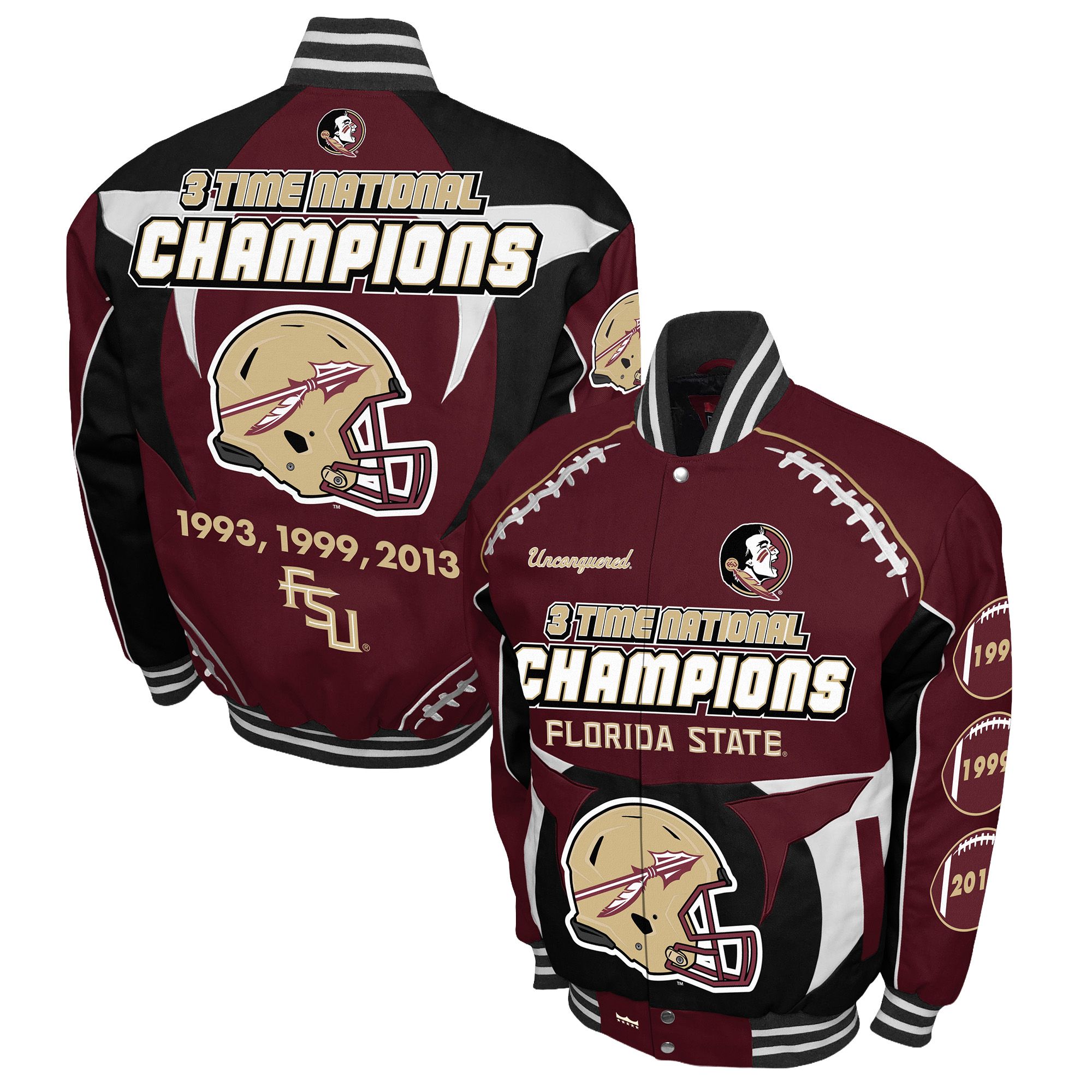 Franchise Club Men's Florida State Seminoles Garnet Commemorative Cotton Twill Jacket
