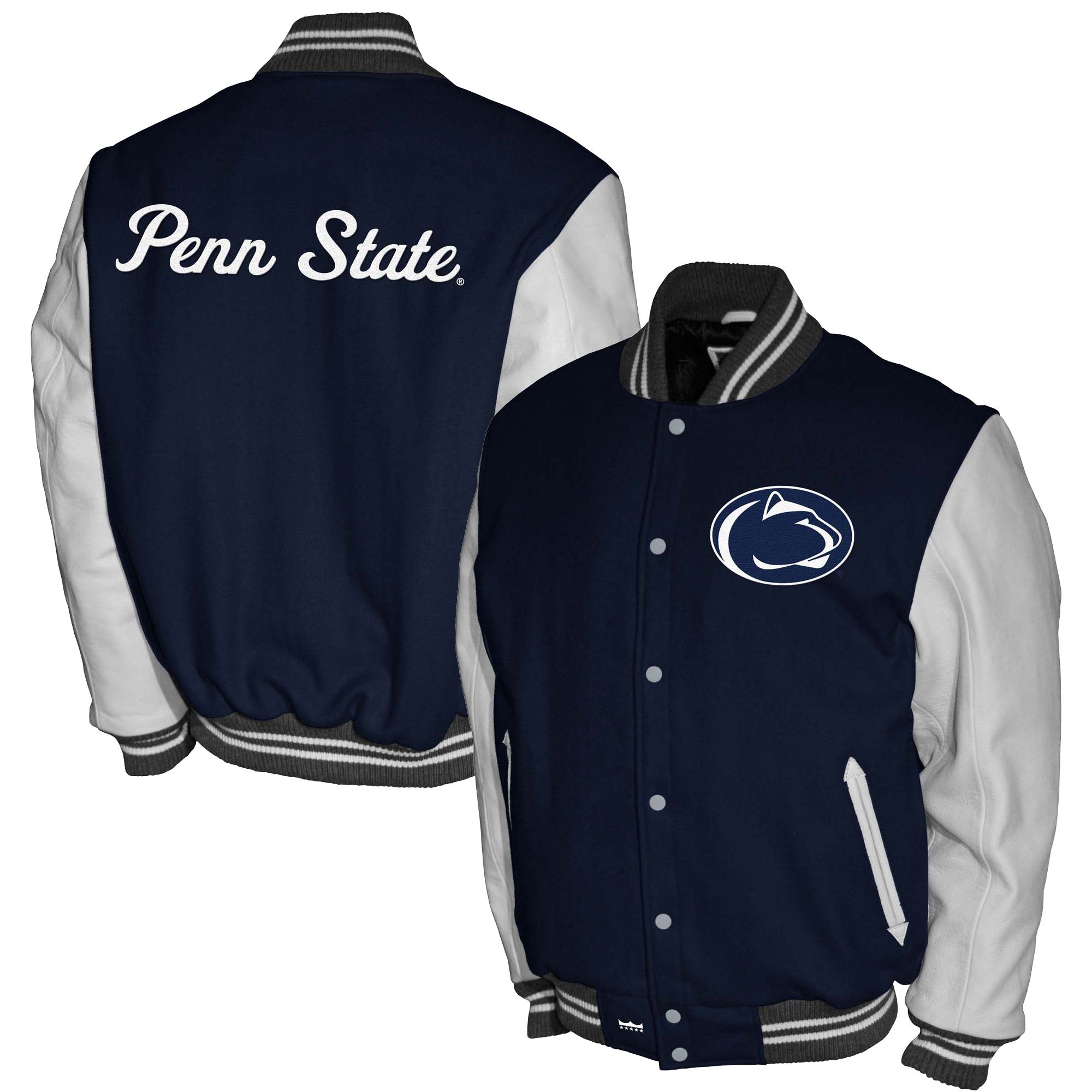 Franchise Club Men's Penn State Nittany Lions Navy Club Fleece Varsity Jacket