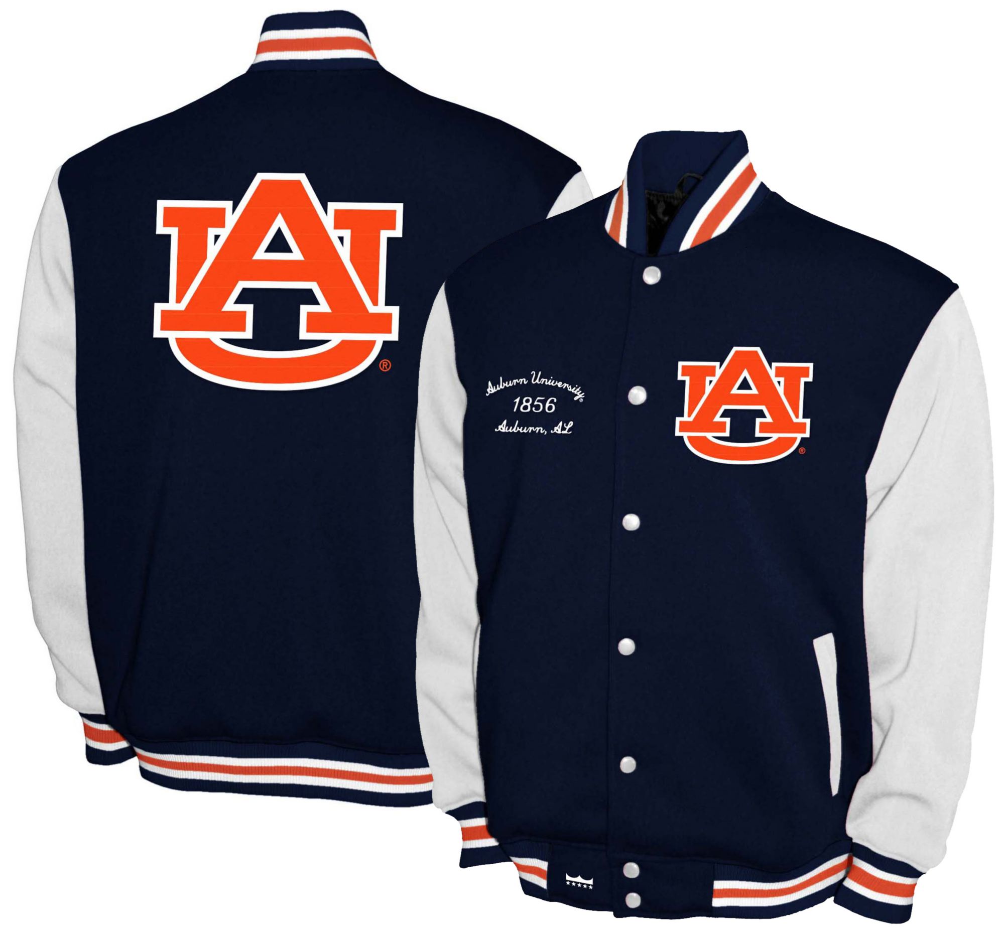 Franchise Club Men's Auburn Tigers Navy Fleece Varsity Jacket