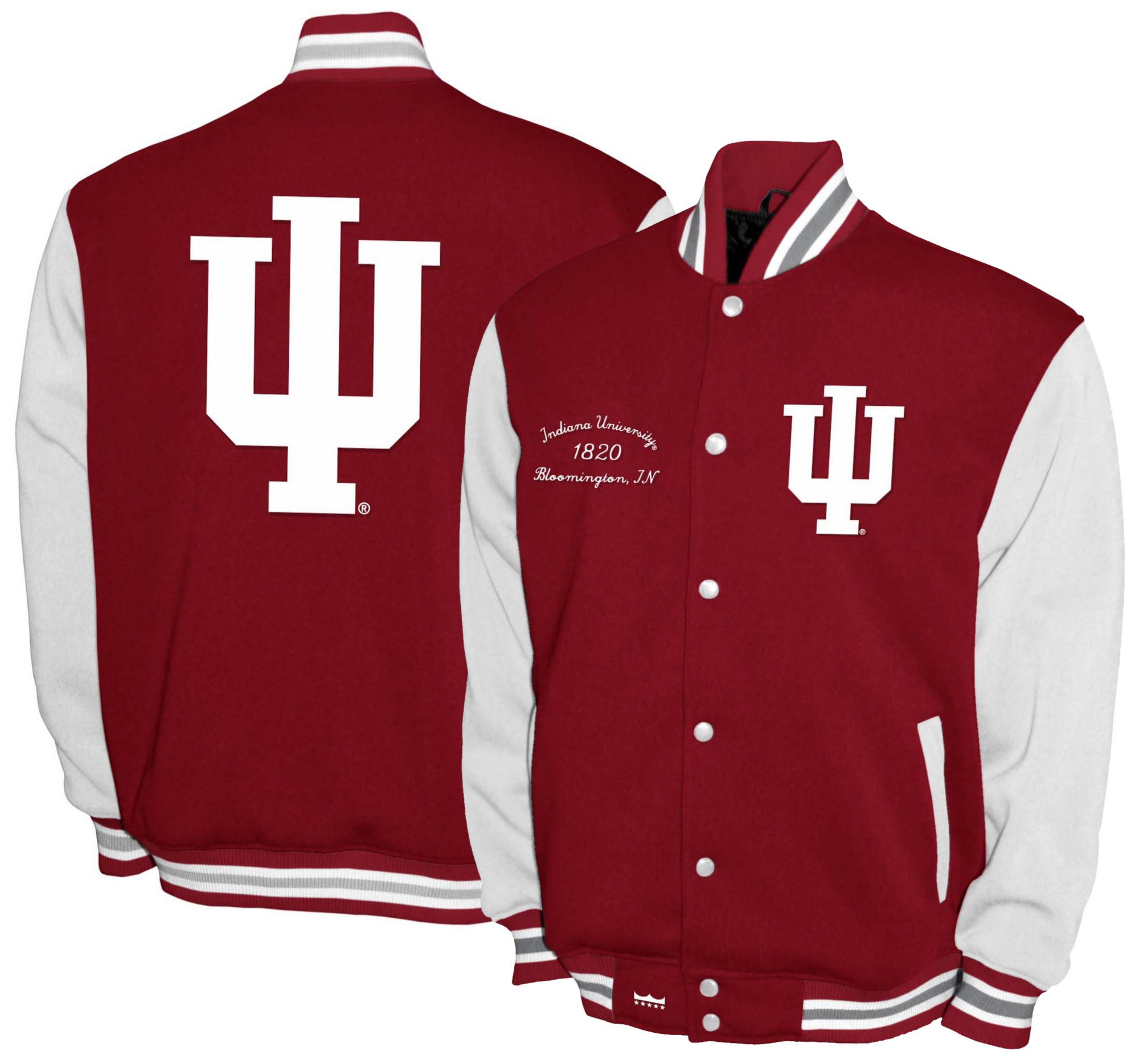Franchise Club Men's Indiana Hoosiers Crimson Fleece Varsity Jacket