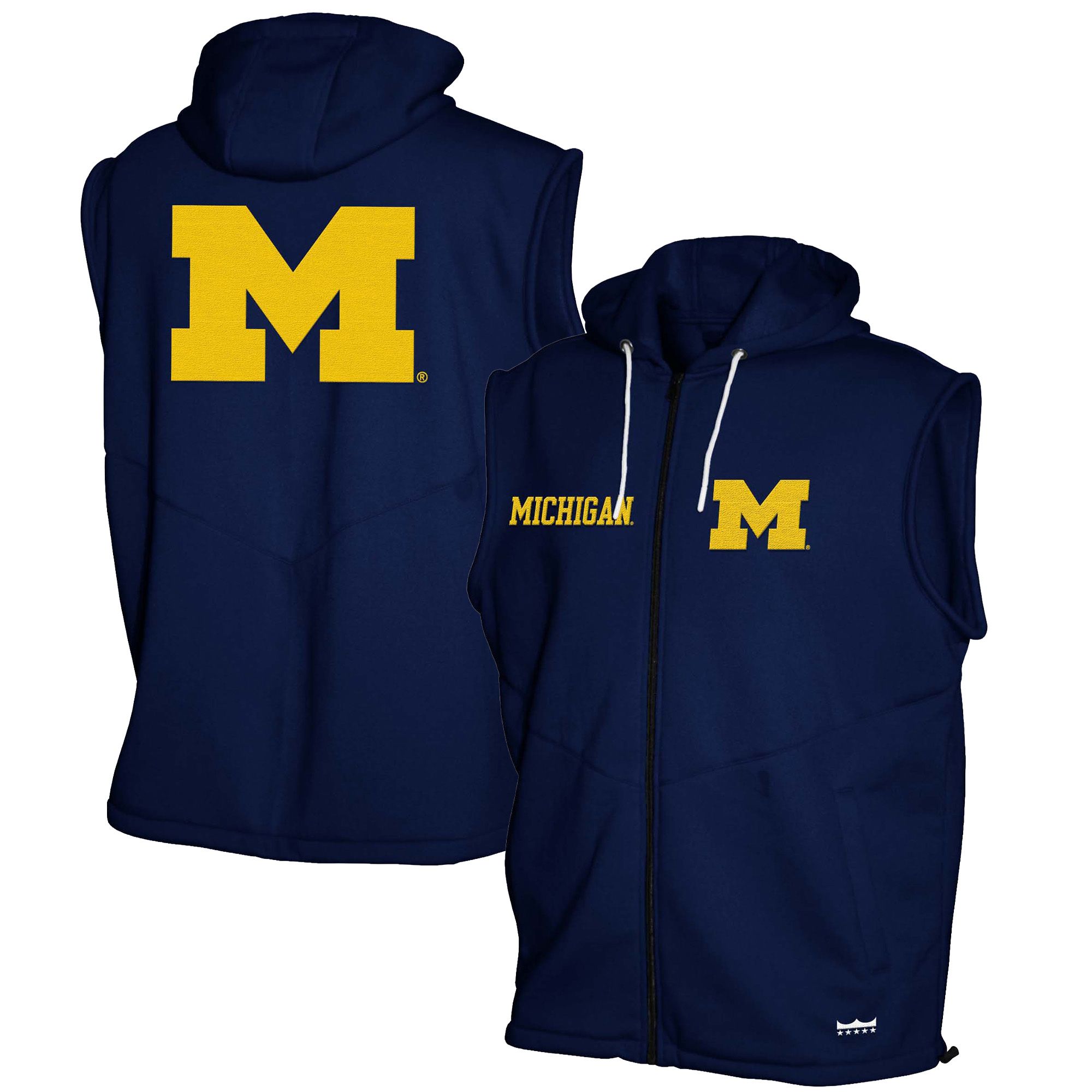 Franchise Club Men's Michigan Wolverines Navy Gym Fleece Vest