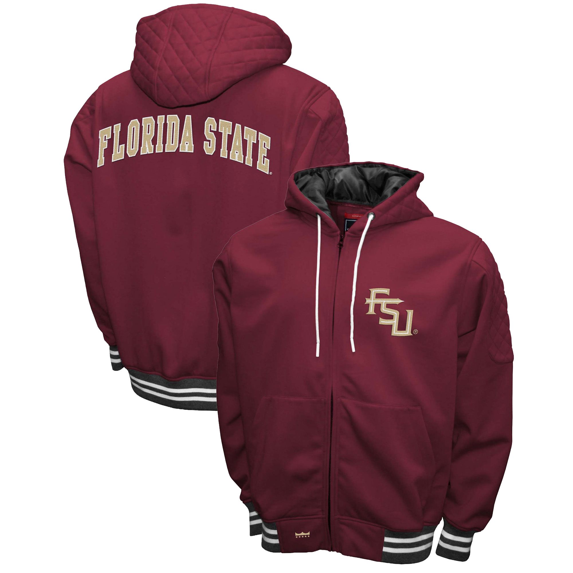 Franchise Club Men's Florida State Seminoles Garnet Grind Full-Zip Hoodie