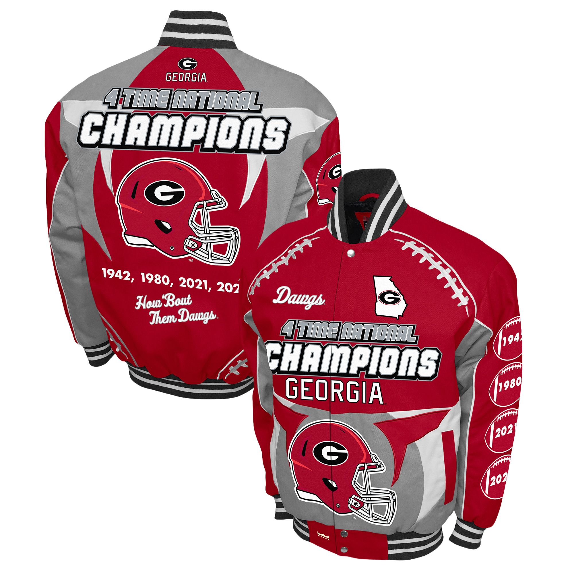 Franchise Club Men's Georgia Bulldogs Red Commemorative Cotton Twill Jacket