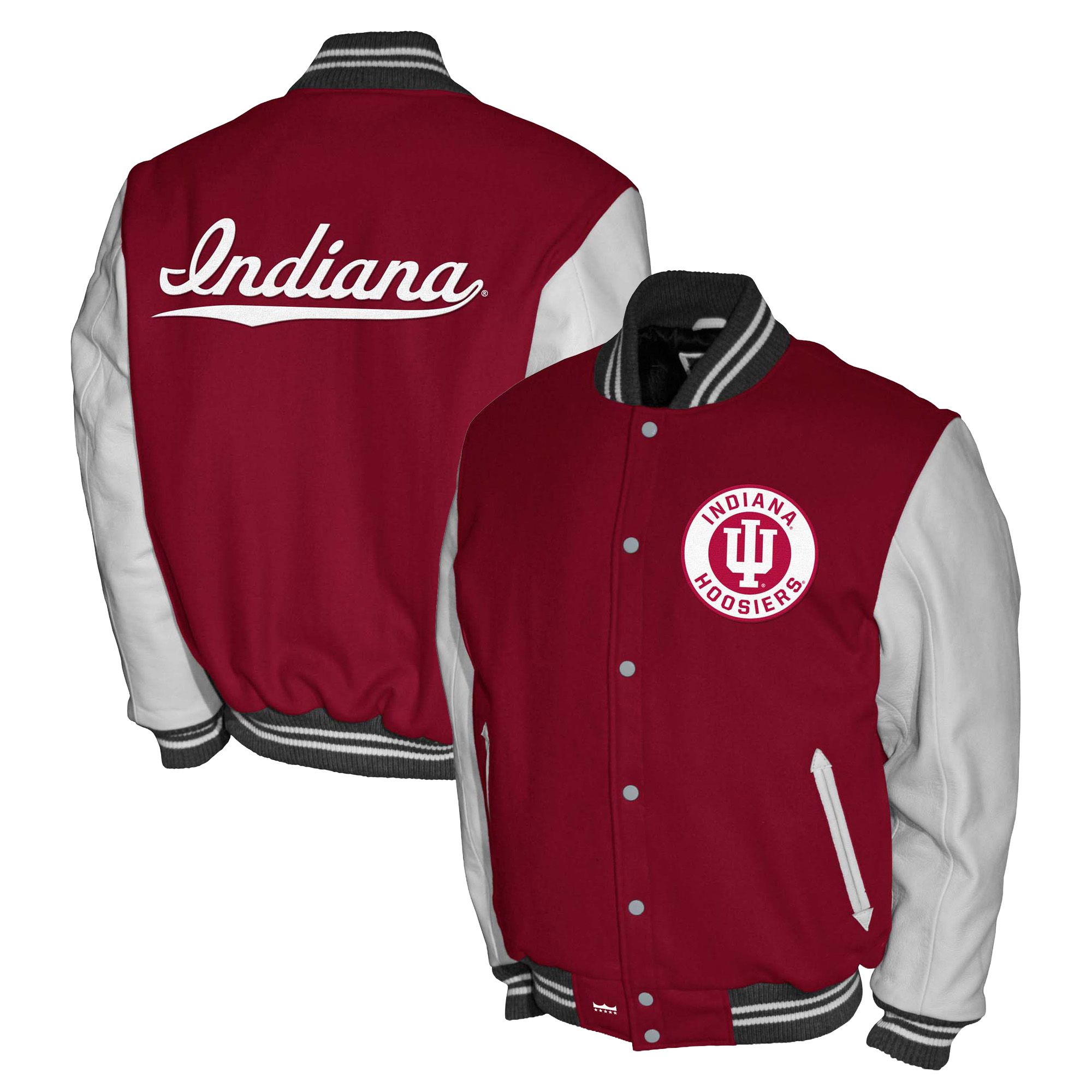 Franchise Club Men's Indiana Hoosiers Crimson Club Fleece Varsity Jacket