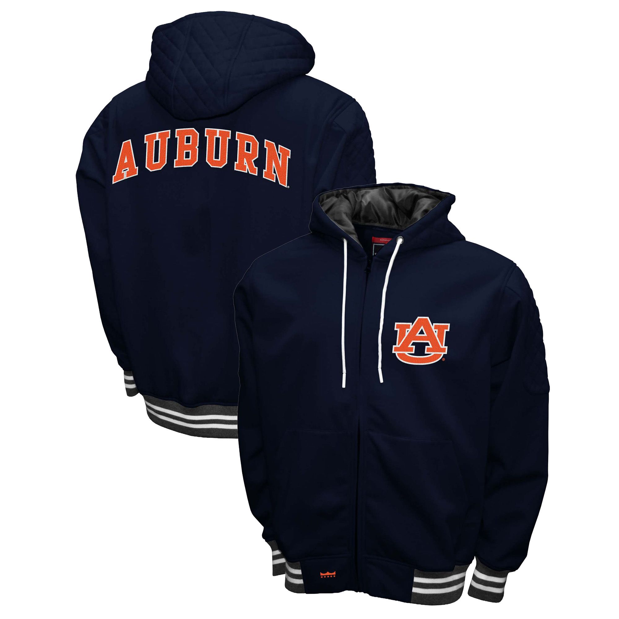 Franchise Club Men's Auburn Tigers Navy Grind Full-Zip Hoodie