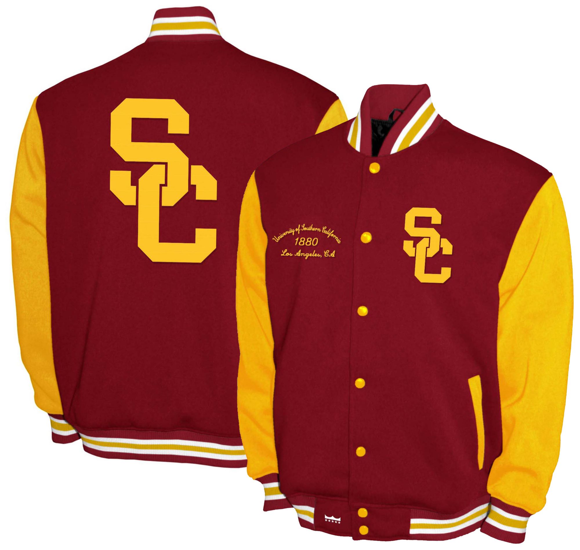 Franchise Club Men's USC Trojans Cardinal Fleece Varsity Jacket