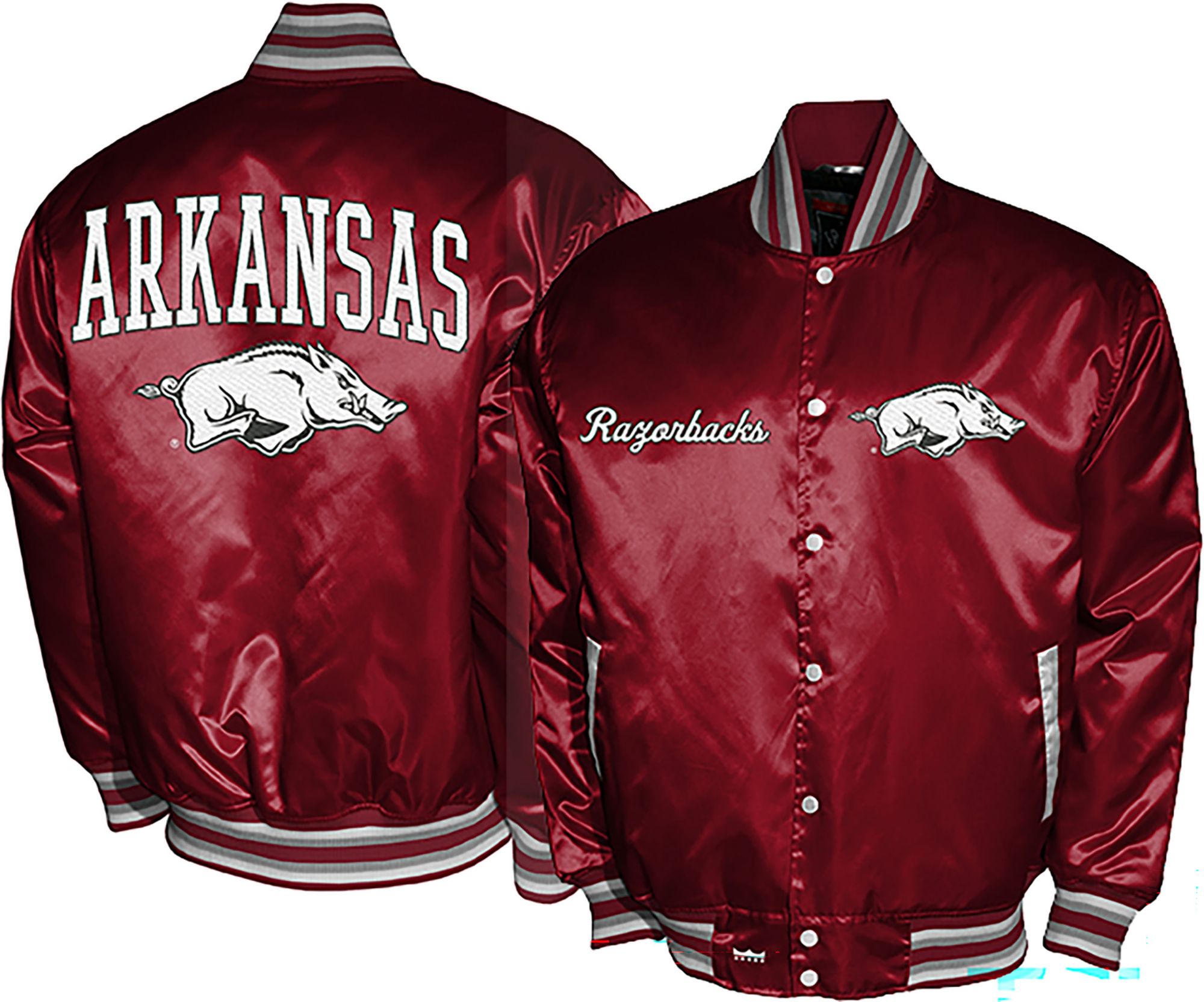 Franchise Club Men's Arkansas Razorbacks Cardinal Satin Jacket