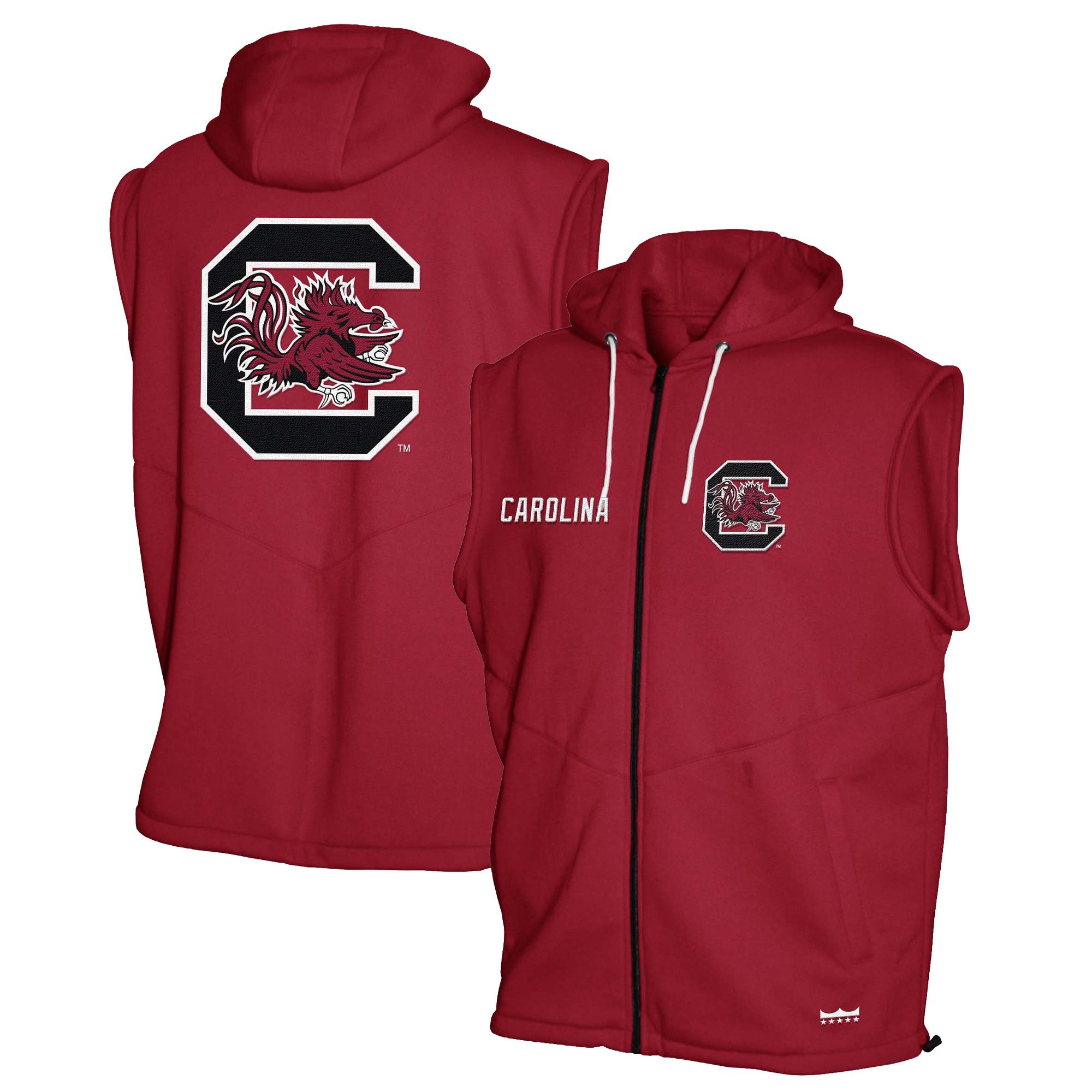 Franchise Club Men's South Carolina Gamecocks Dark Red Gym Fleece Vest