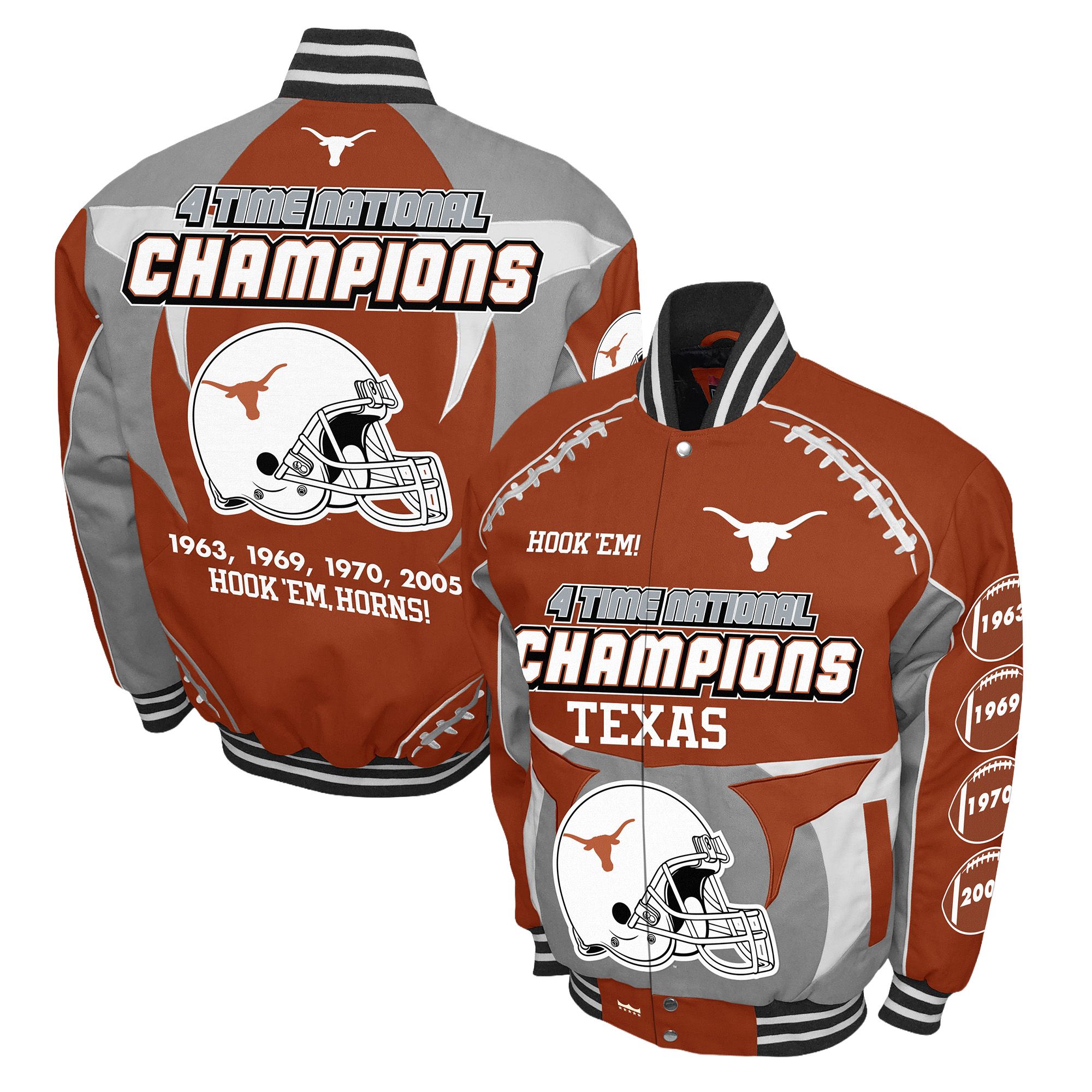 Franchise Club Men's Texas Longhorns Burnt Orange Commemorative Cotton Twill Jacket