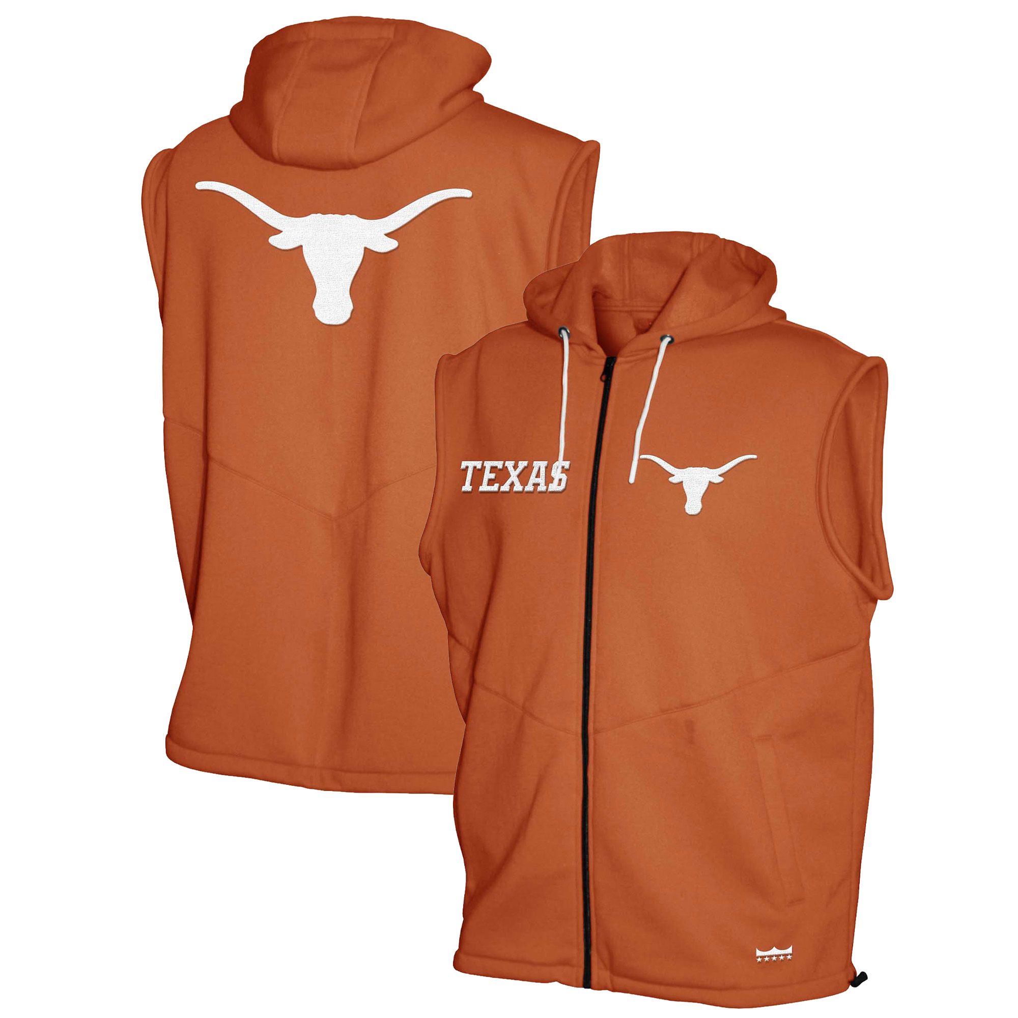 Franchise Club Men's Texas Longhorns Burnt Orange Gym Fleece Vest