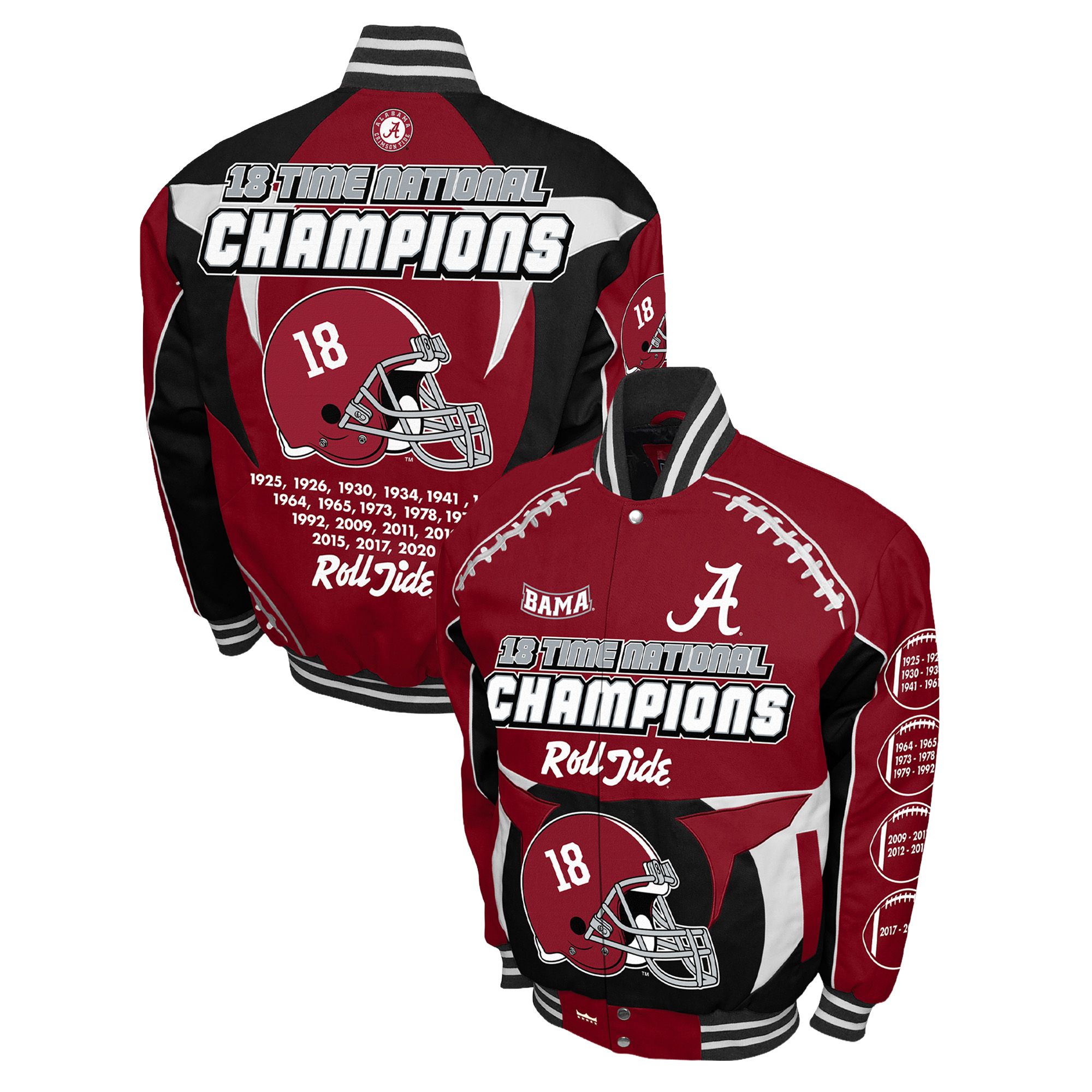 Franchise Club Men's Alabama Crimson Tide Crimson Commemorative Cotton Twill Jacket
