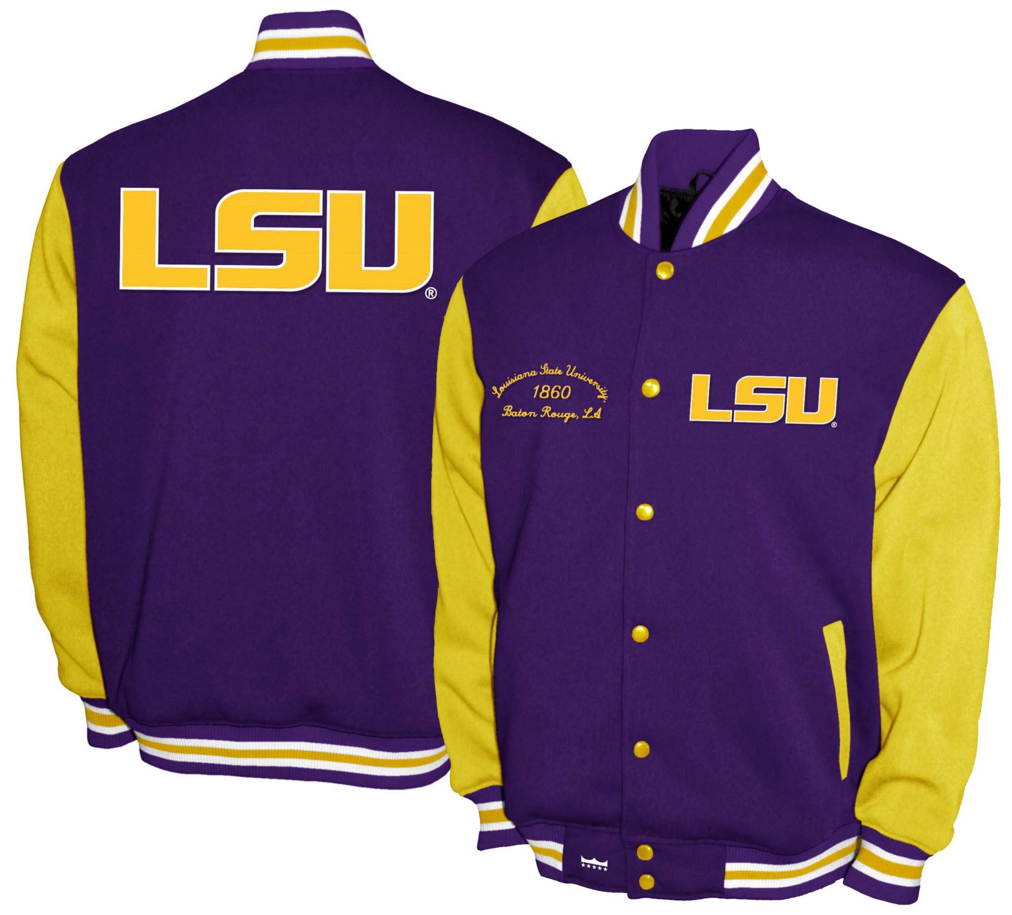 Franchise Club Men's LSU Tigers Purple Fleece Varsity Jacket