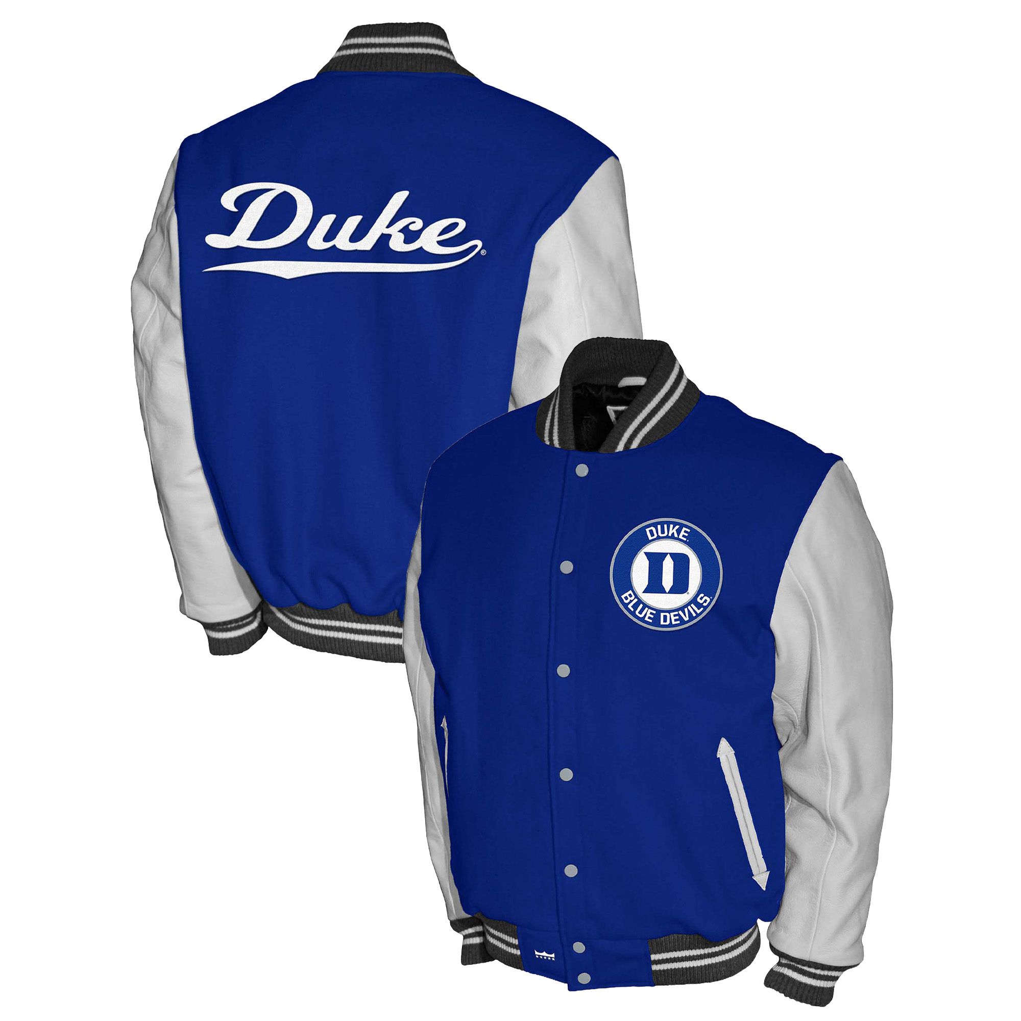Franchise Club Men's Duke Blue Devils Royal Club Fleece Varsity Jacket