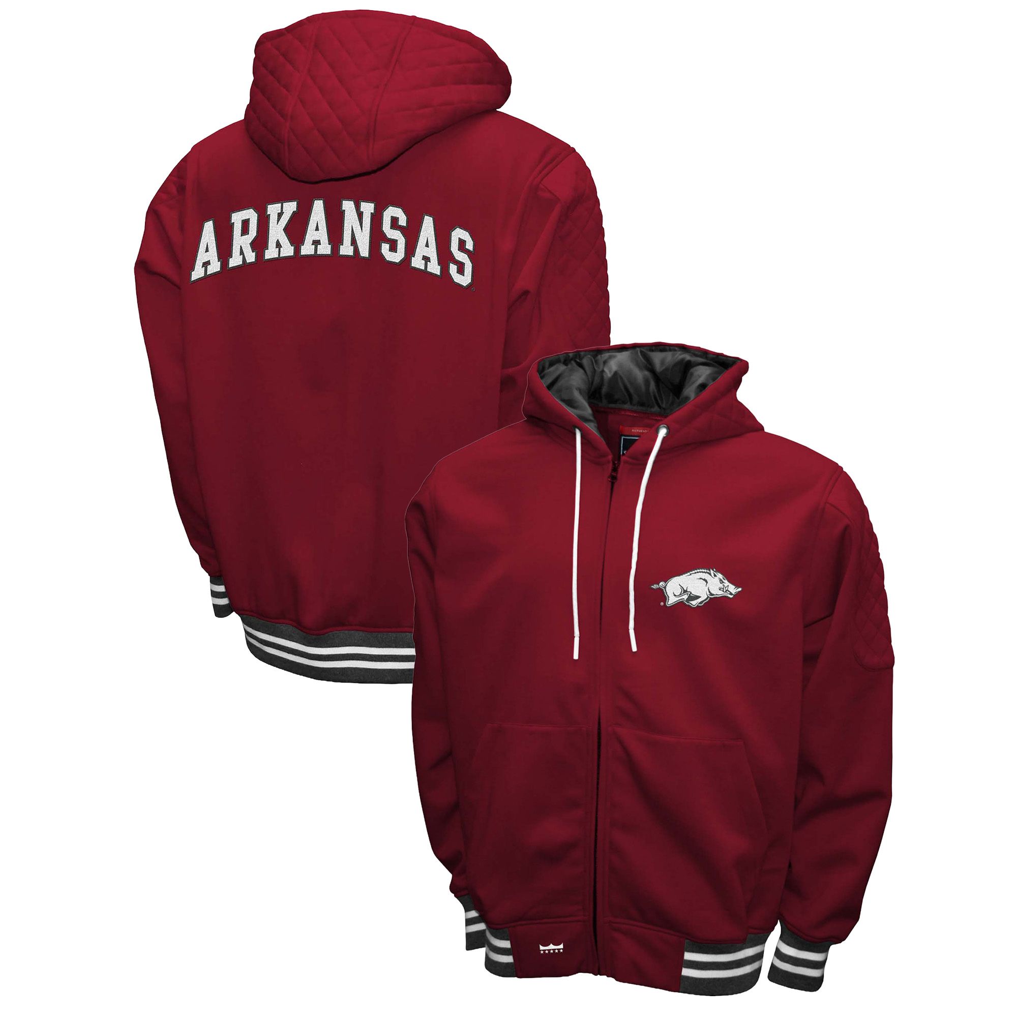 Franchise Club Men's Arkansas Razorbacks Cardinal Grind Full-Zip Hoodie
