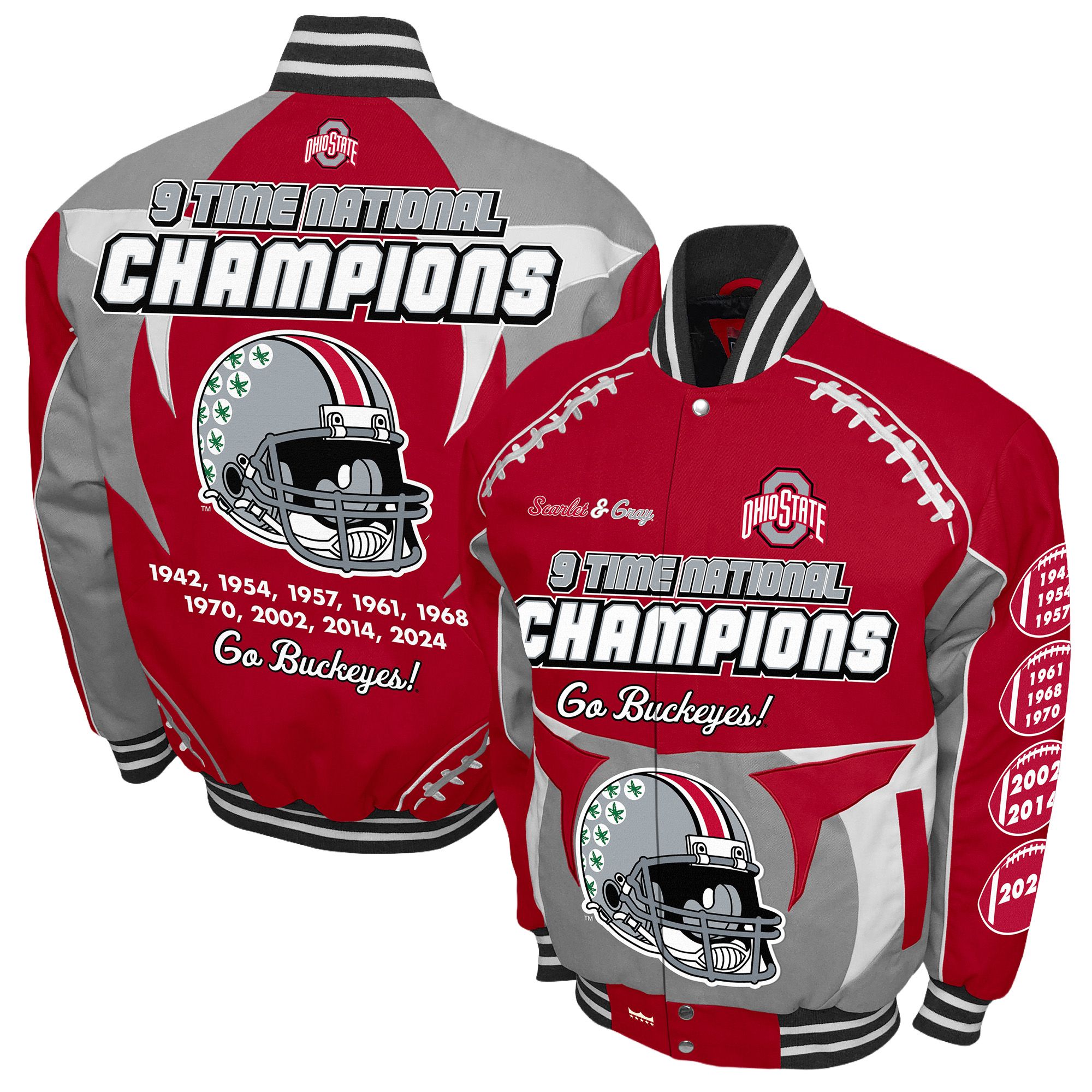 Franchise Club Men's Ohio State Buckeyes Red Commemorative Cotton Twill Jacket