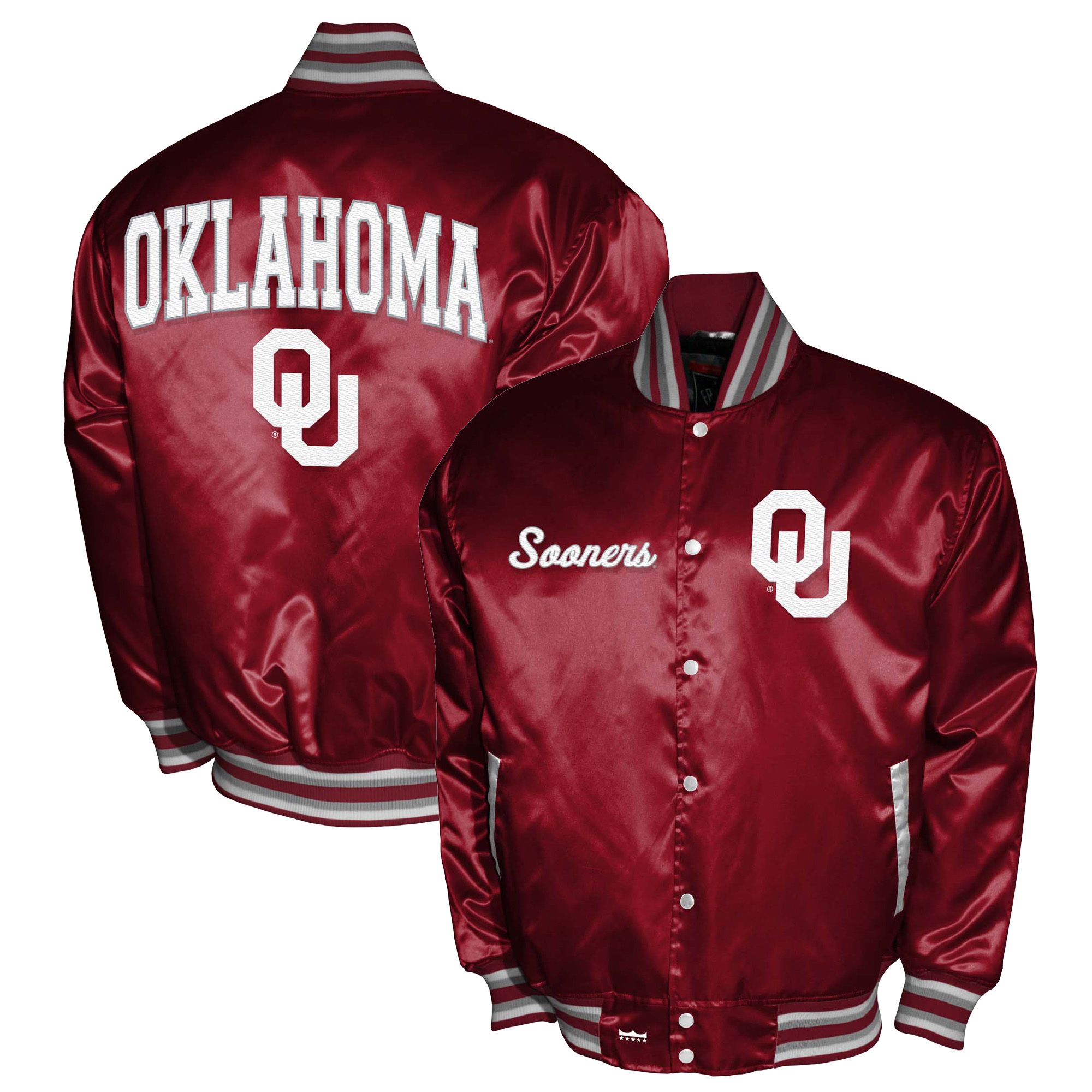 Franchise Club Men's Oklahoma Sooners Crimson Satin Jacket
