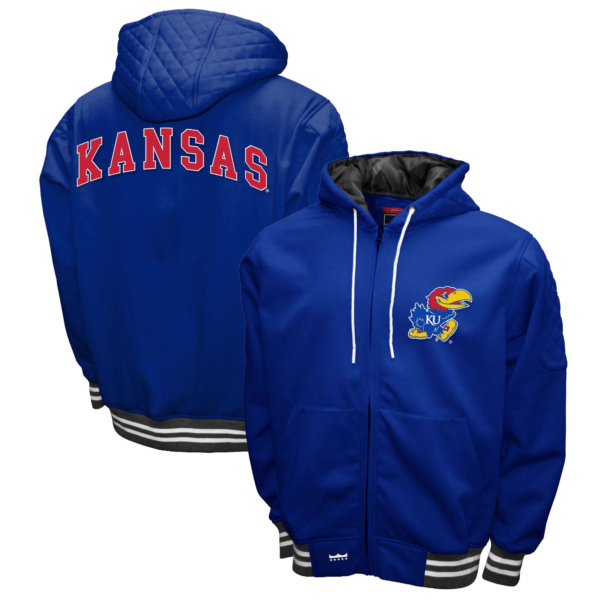 Franchise Club Men's Kansas Jayhawks Royal Grind Full-Zip Hoodie