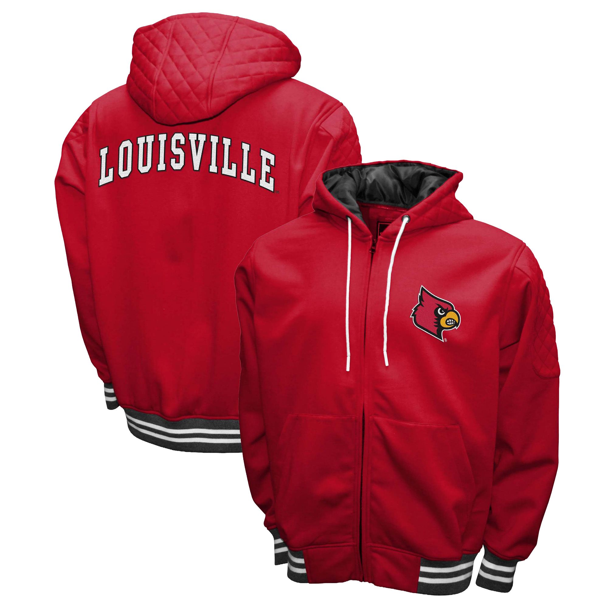 Franchise Club Men's Louisville Cardinals Red Grind Full-Zip Hoodie