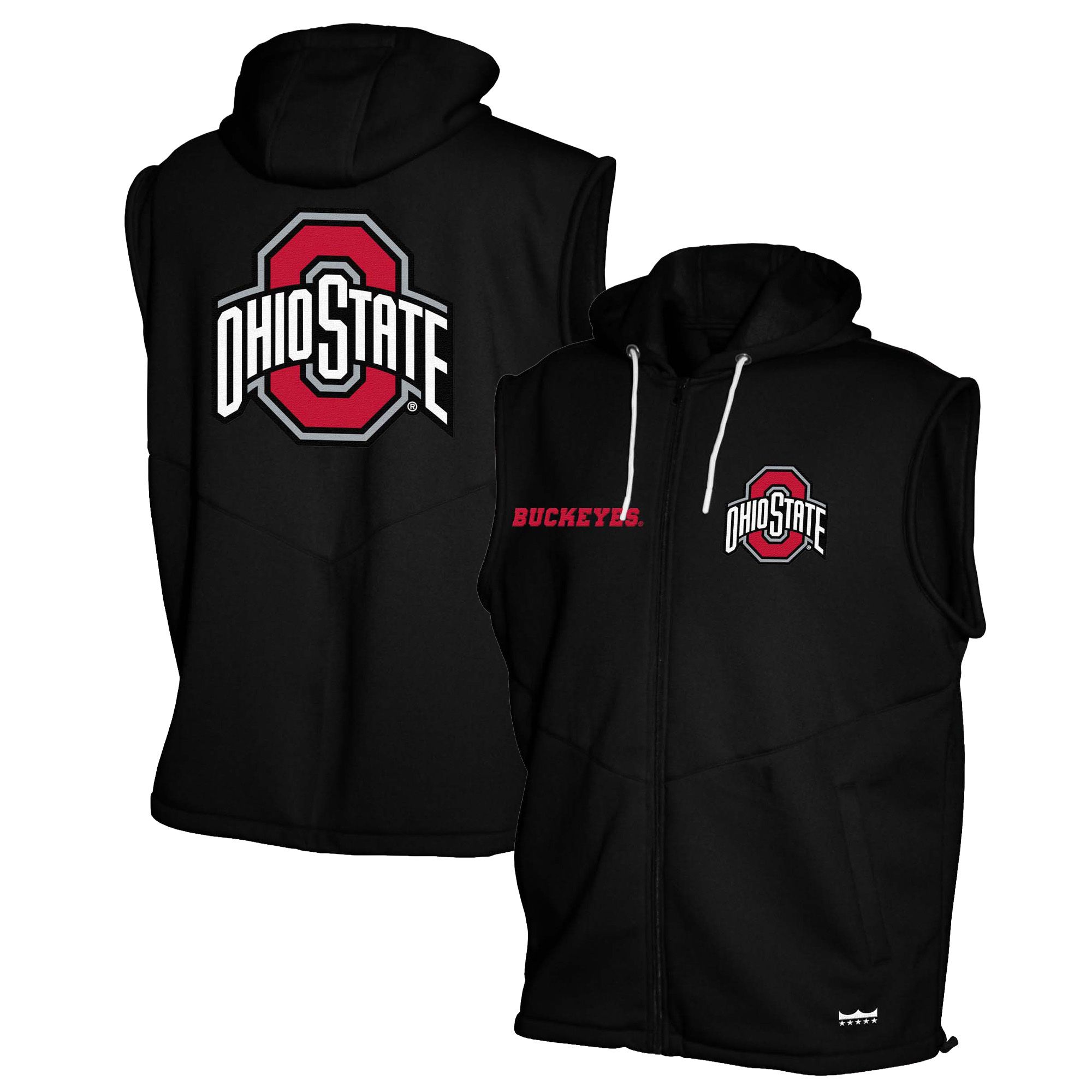 Franchise Club Men's Ohio State Buckeyes Black Gym Fleece Vest