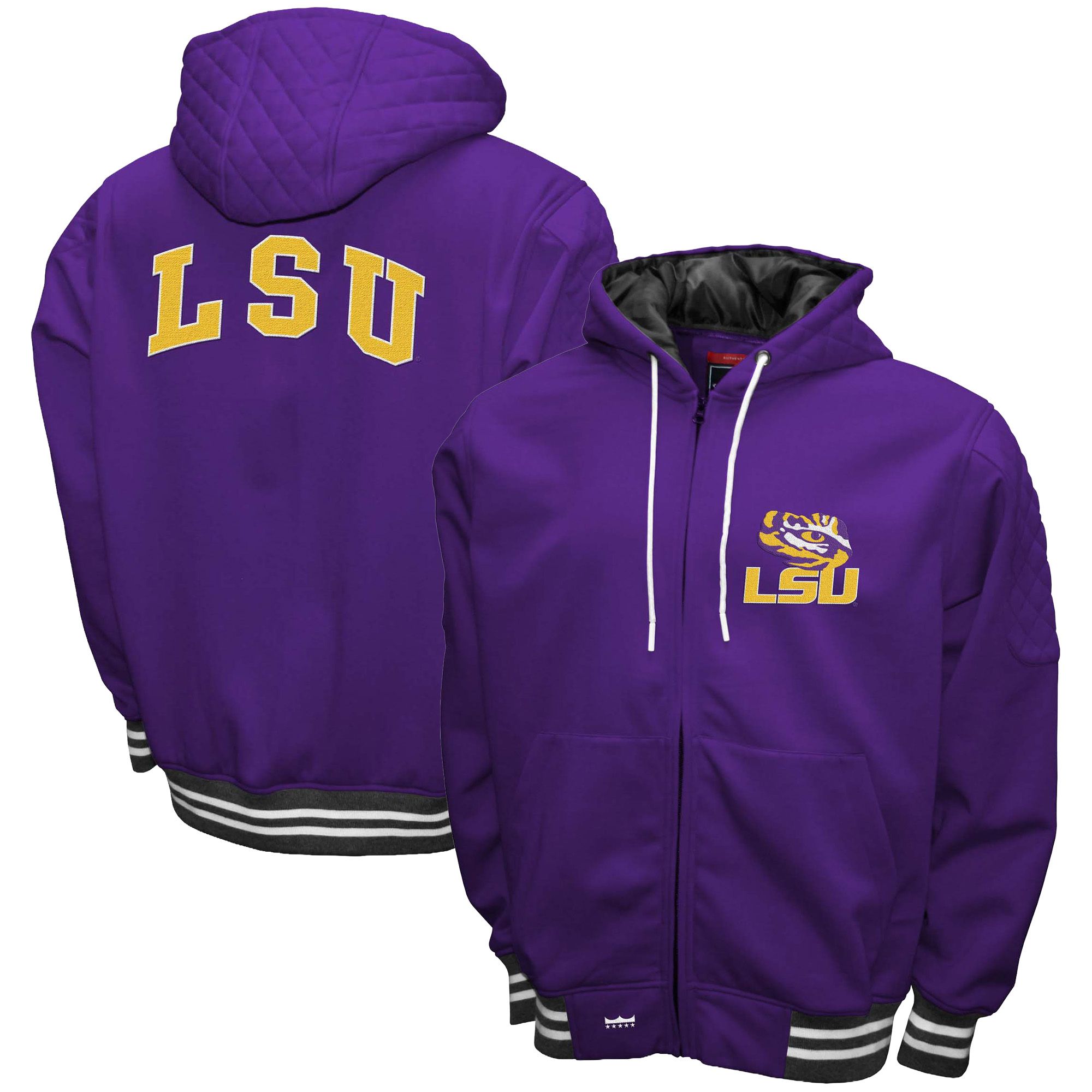 Franchise Club Men's LSU Tigers Purple Grind Full-Zip Hoodie