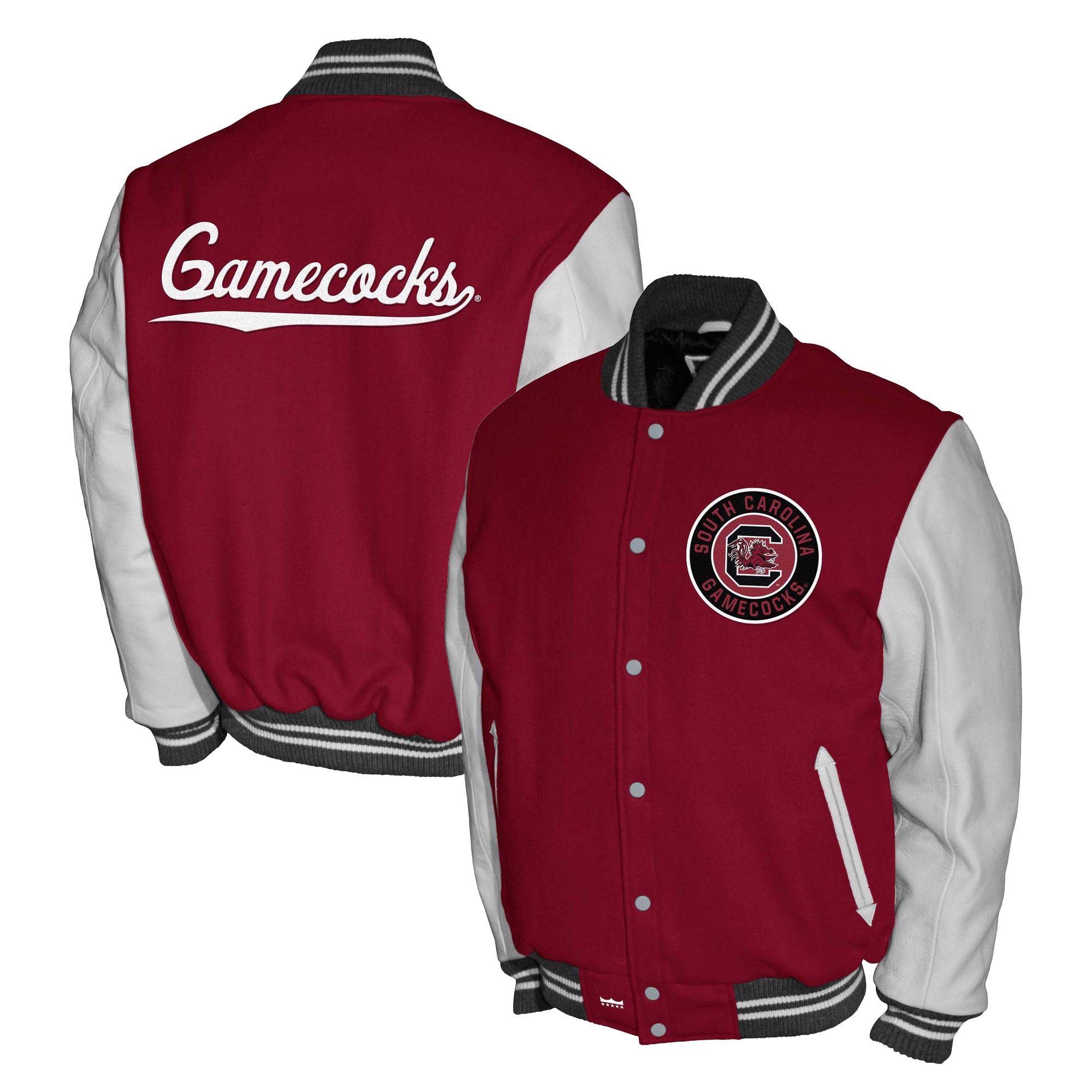 Franchise Club Men's South Carolina Gamecocks Garnet Club Fleece Varsity Jacket
