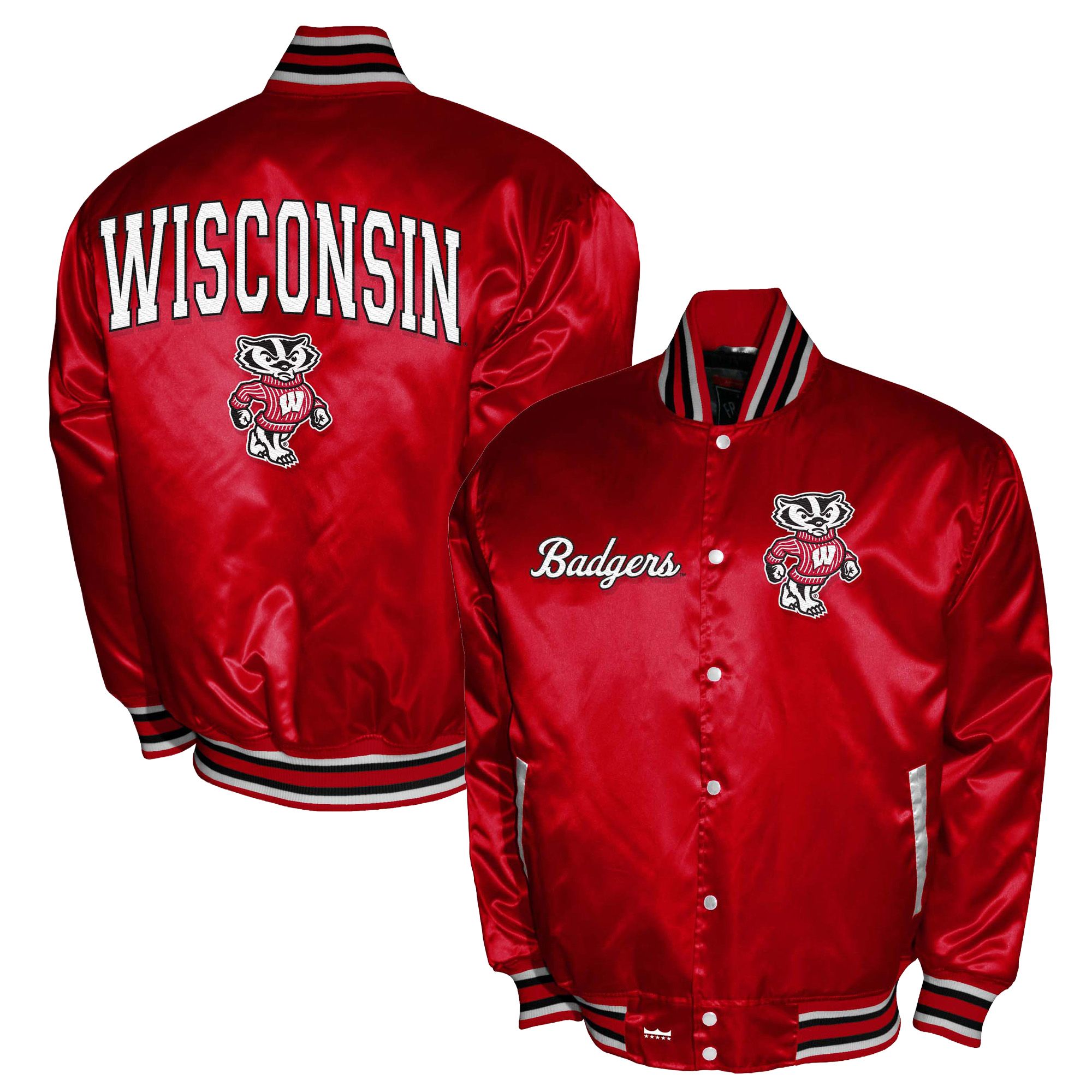 Franchise Club Men's Wisconsin Badgers Red Satin Jacket