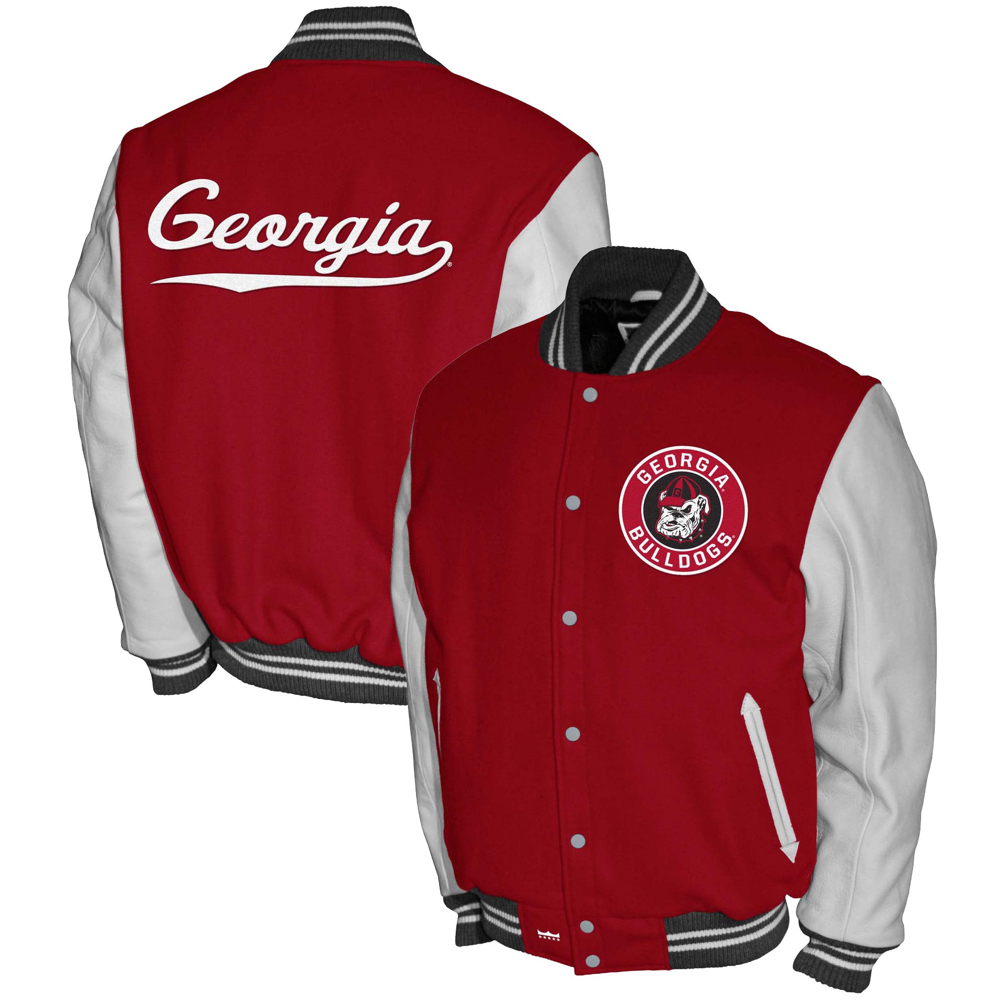 Franchise Club Men's Georgia Bulldogs Red Club Fleece Varsity Jacket