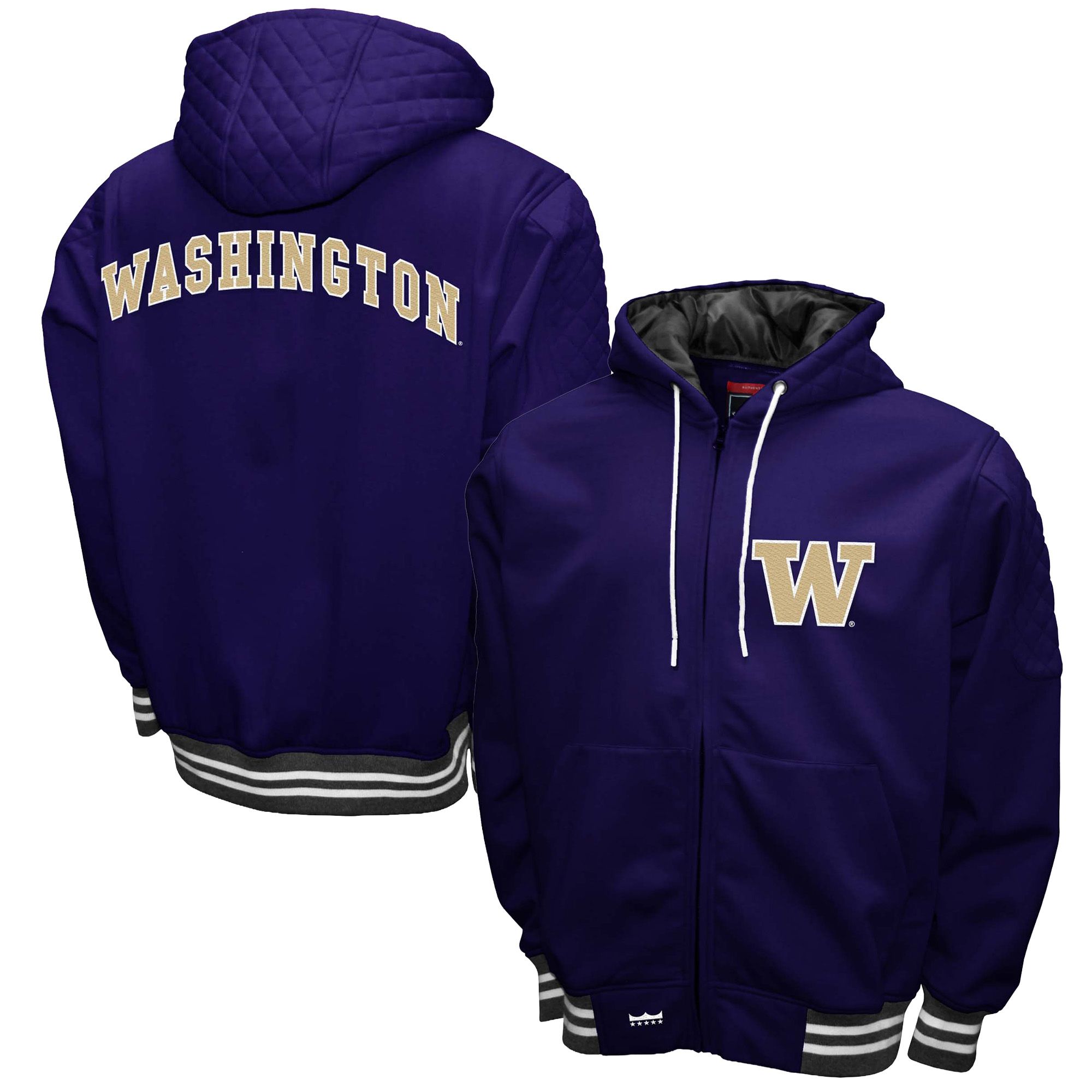 Franchise Club Men's Washington Huskies Purple Grind Full-Zip Hoodie
