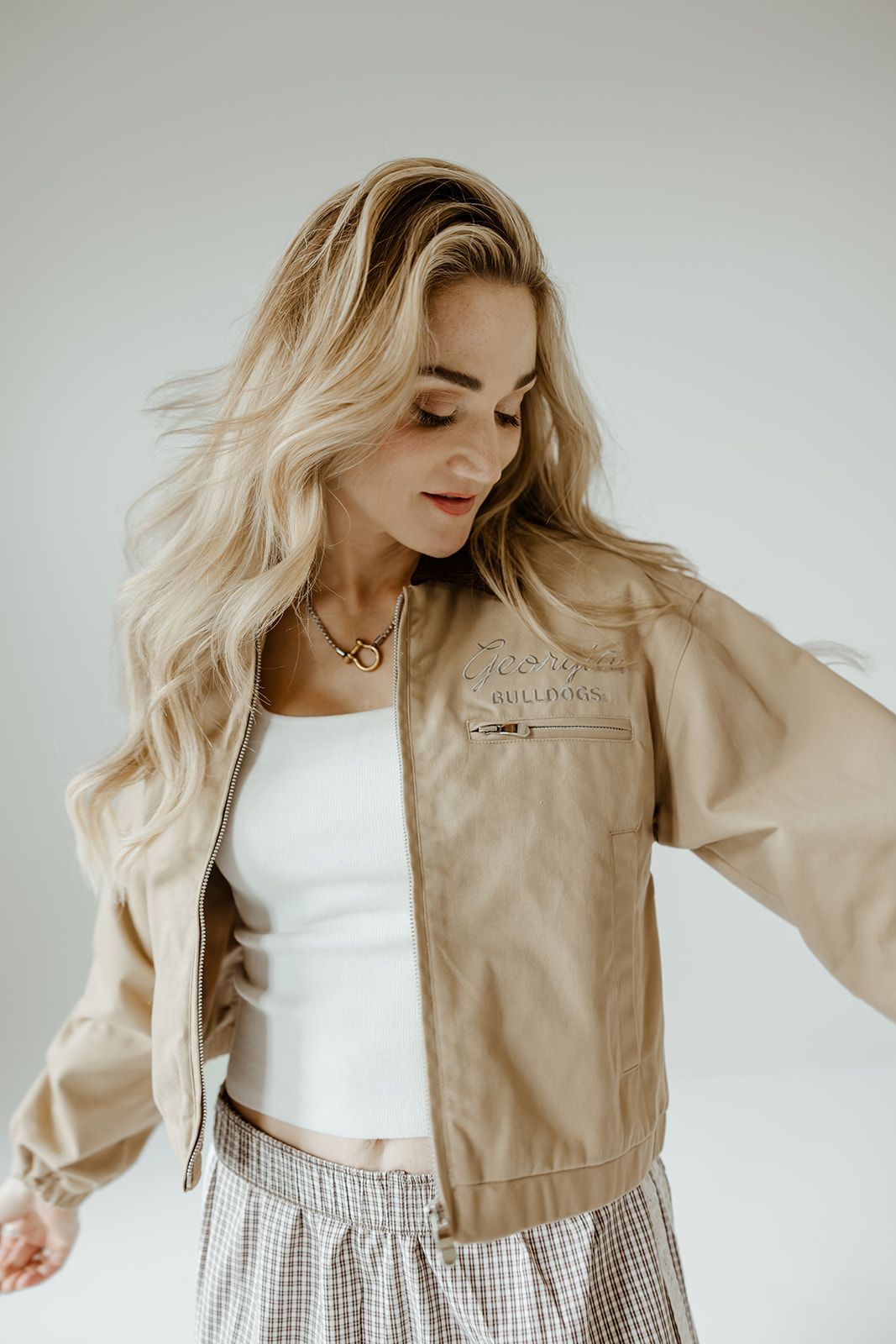 Gameday Social Adult Georgia Bulldogs Tan Barn Jacket