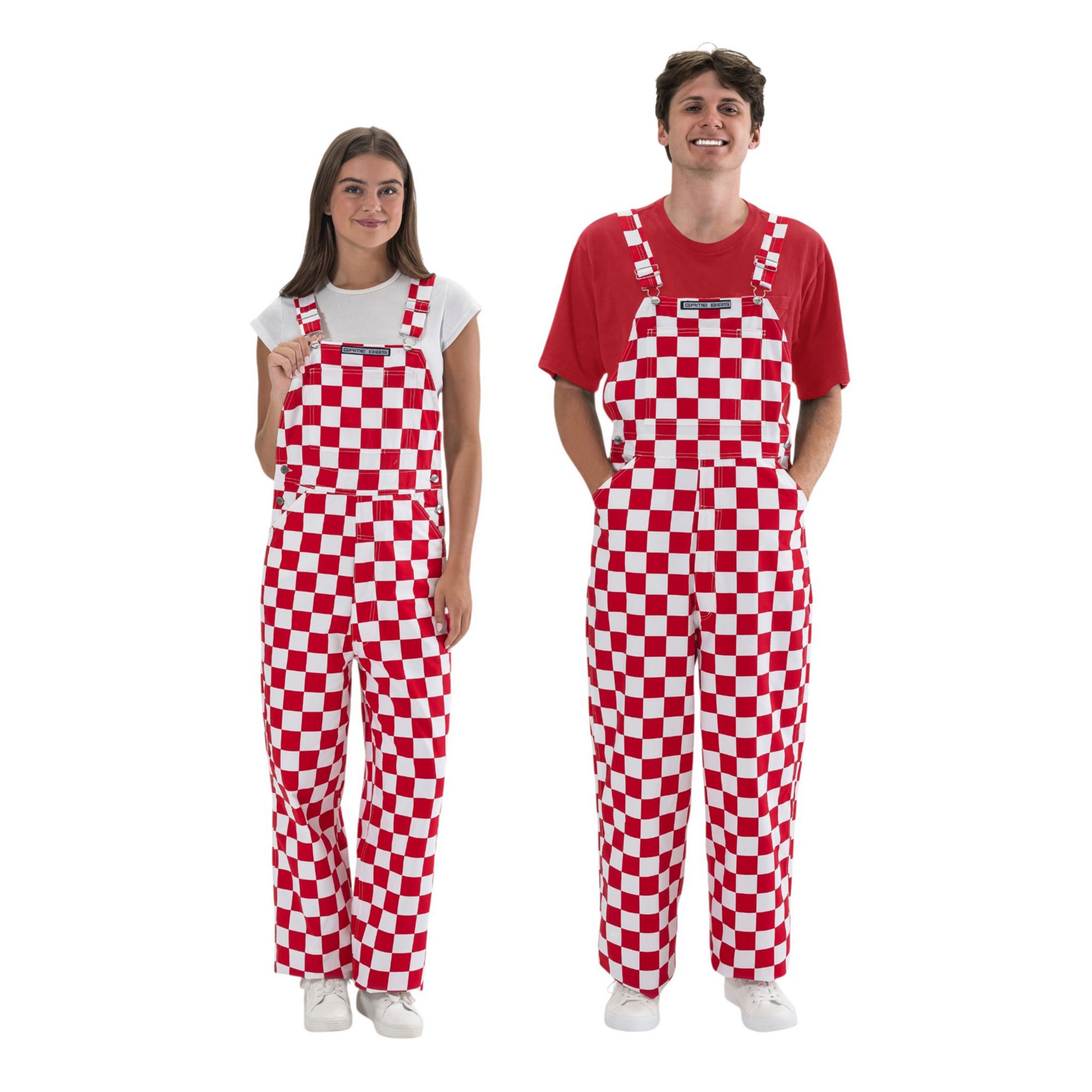 Game Bibs Adult Checkered Red,White And Blue Overalls