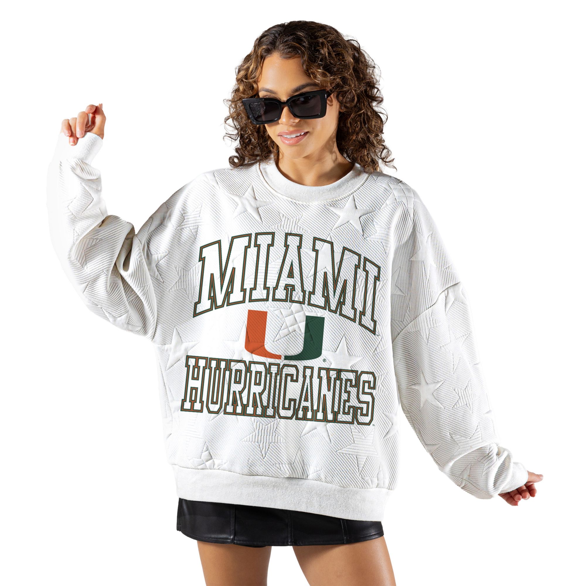 Gameday Couture Women's Miami Hurricanes Embossed Stars Premium Crewneck Sweatshirt
