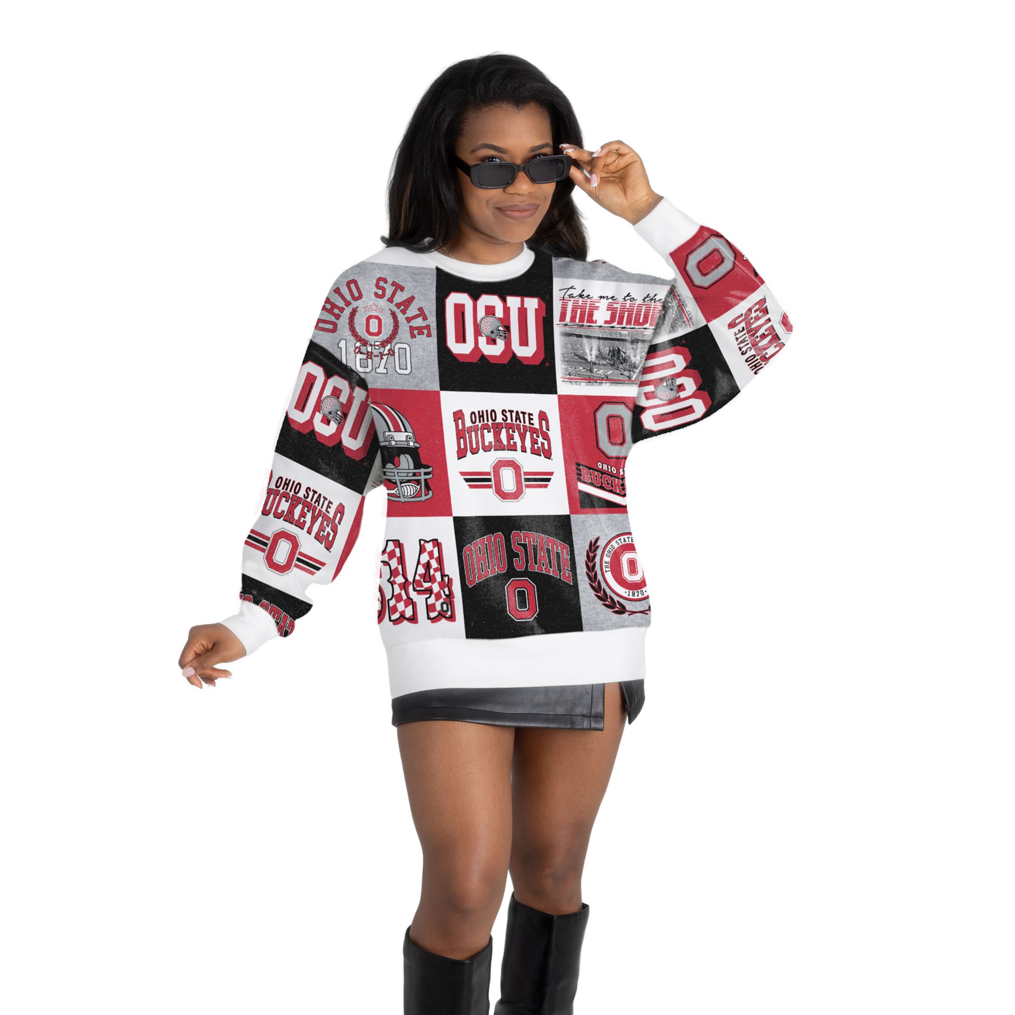 Gameday Couture Women's Ohio State Buckeyes All Over Print Crewneck Sweatshirt