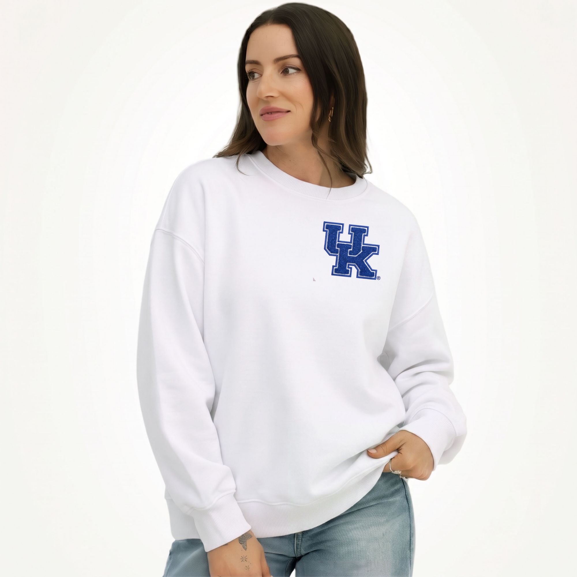 Gameday Social Women's Kentucky Wildcats White Suave Suede Crewneck Sweatshirt