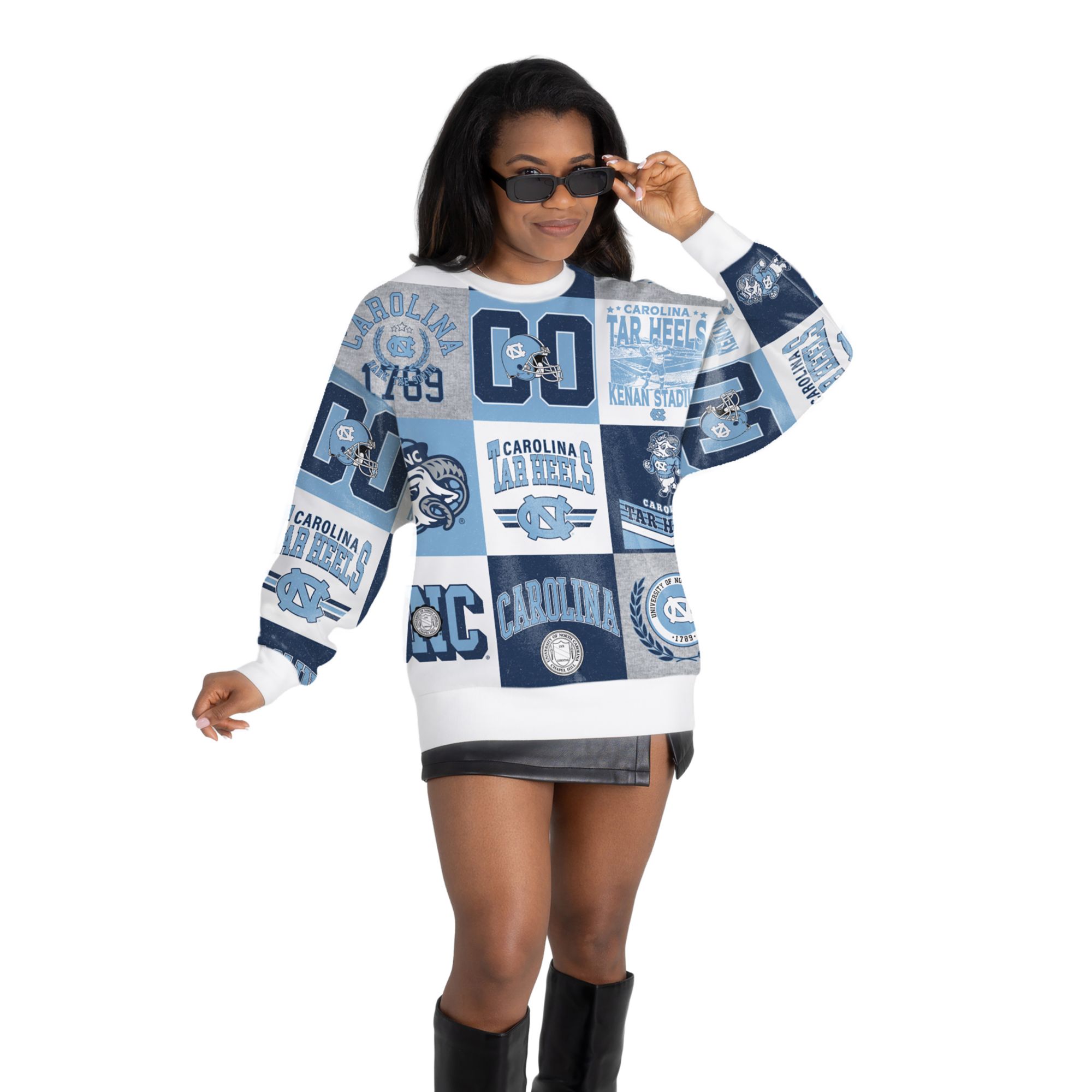 Gameday Couture Women's North Carolina Tar Heels All Over Print Crewneck Sweatshirt
